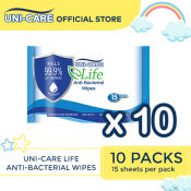 Uni-Care Life Anti-Bacterial Wipes 15's Pack of 10