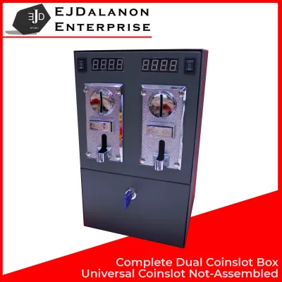 Complete PisoNet Dual Universal Coinslot Box / Piso net Dual Coin slot Metal Box / Dual Coin Box / Pisonet Dual Coin Box / Pisonet Dual Coin Slot Box | ejdalanon | EJDalanon | ejd | EJD | ejdalanon enterprise | Ejdalanon Enterprise