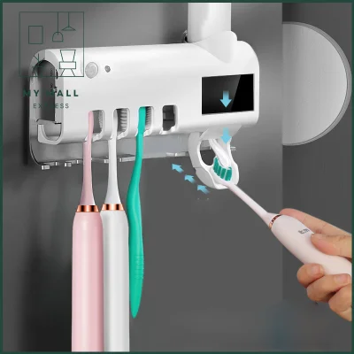 toothbrush organizer Automatic Dustproof Toothbrush Sterilizer Smart Toothbrush Sterilizer UV Light Sterilizer Toothbrush Holder Automatic Toothpaste Dispenser Ultraviolet Disinfection Wall Mount Paste Punch-free Bathroom Accessories【GLOBAL TREND】