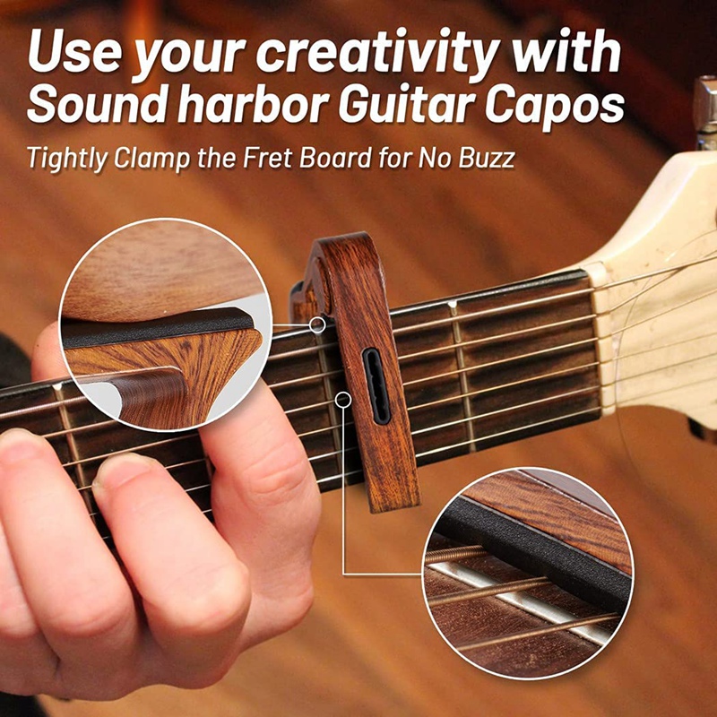 Guitar Capo with Pick Holder and 4 Guitar Picks for Acoustic Electric