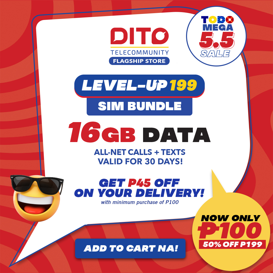 DITO Level-Up SIM Pack 199 with 16GB DATA | Lazada PH