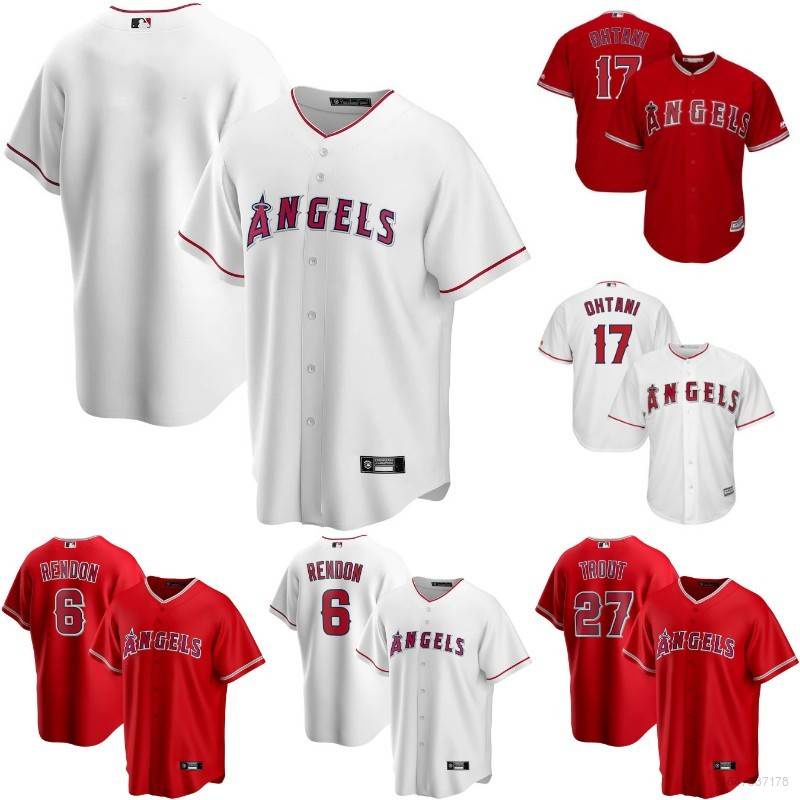 High quality and most popular embroidered shirts HOT MLB Los Angeles Angels  Baseball Jersey Rendon Ohtani Trout Classic Cardigan Jersey Casual Sport  Unisex Plus Size