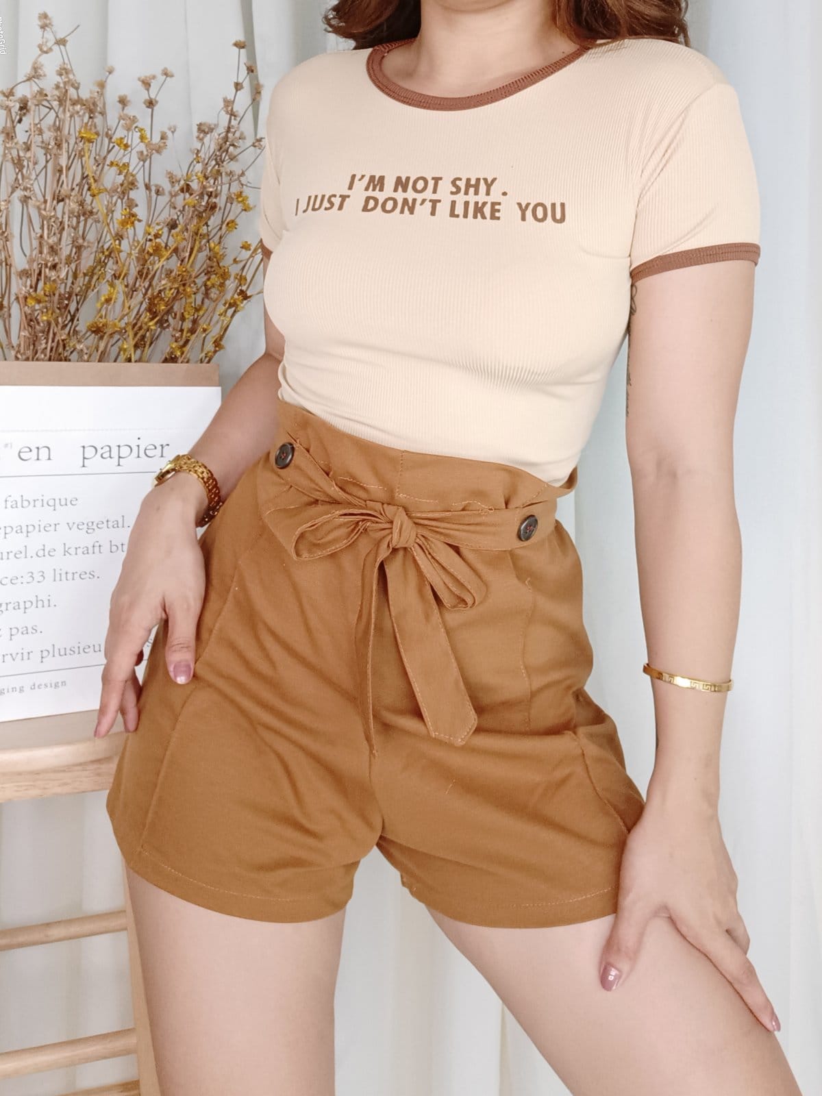 I'M NOT SHY I JUST DONT LIKE YOU STATEMENT CROP TOP/SHORT SLEEVE RINGER  TOP/SEXY RIBBED KNITTED TOP/FITS XS TO MEDIUM