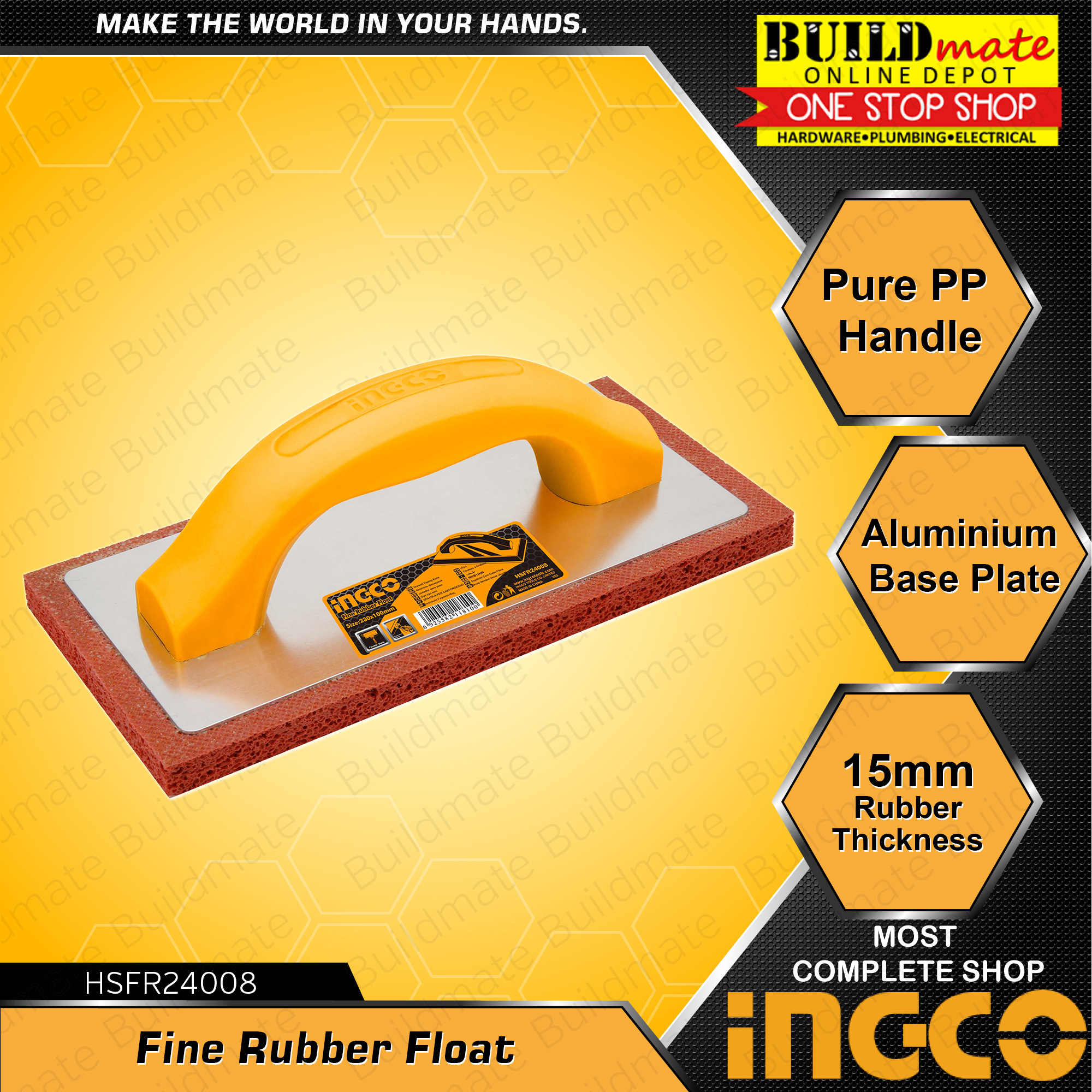 flk040100 BUILDMATE Ingco Fine Rubber Float 230x100mm HSFR24008 