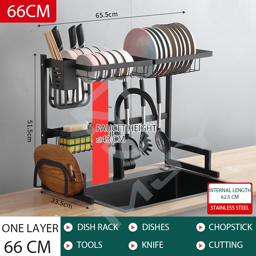 MJY Stainless Steel Sink Storage Rack Kitchen Shelf Drain Tower Keeps