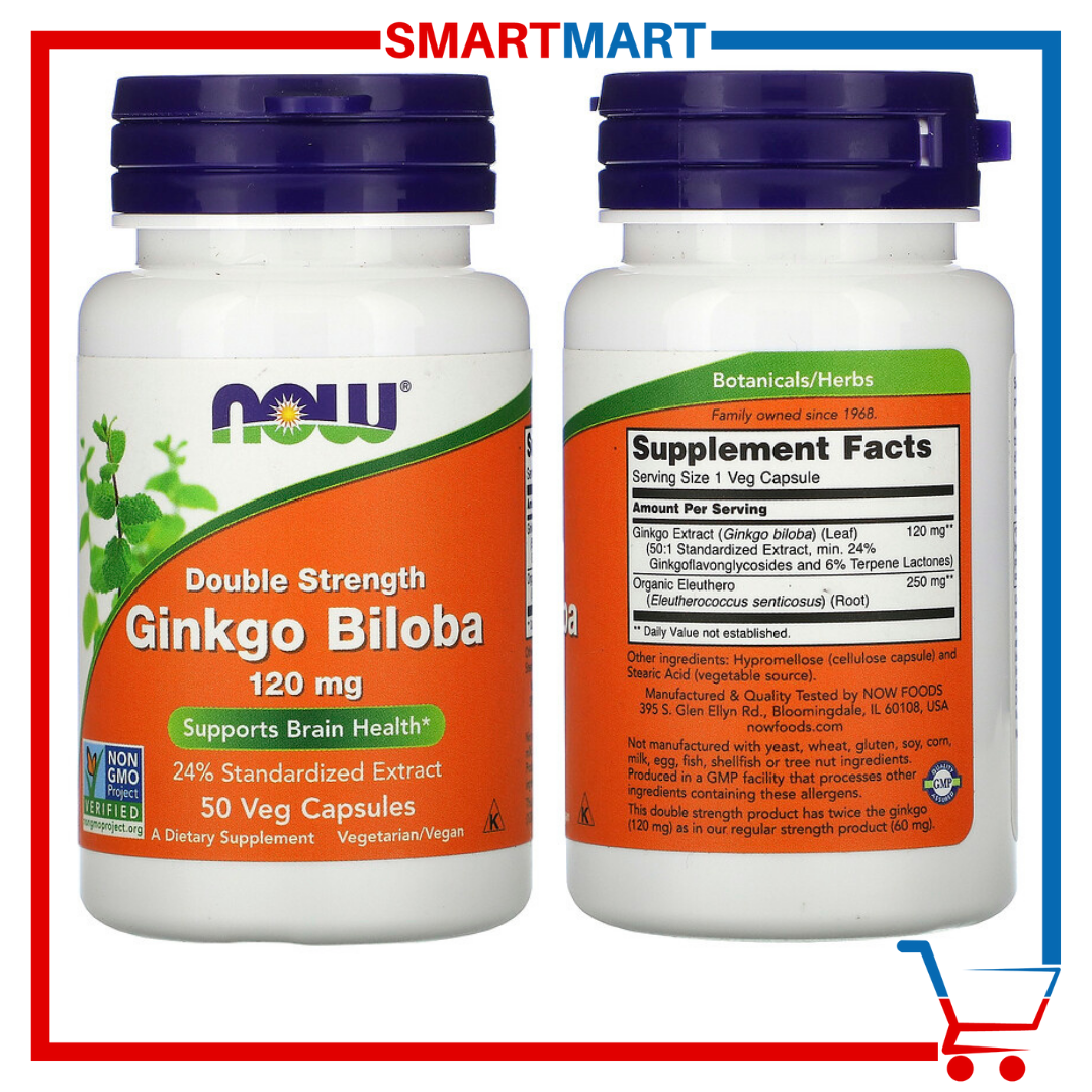Now Ginkgo Biloba Double Strength 120 mg 50 Vegetable Capsules Lazada PH