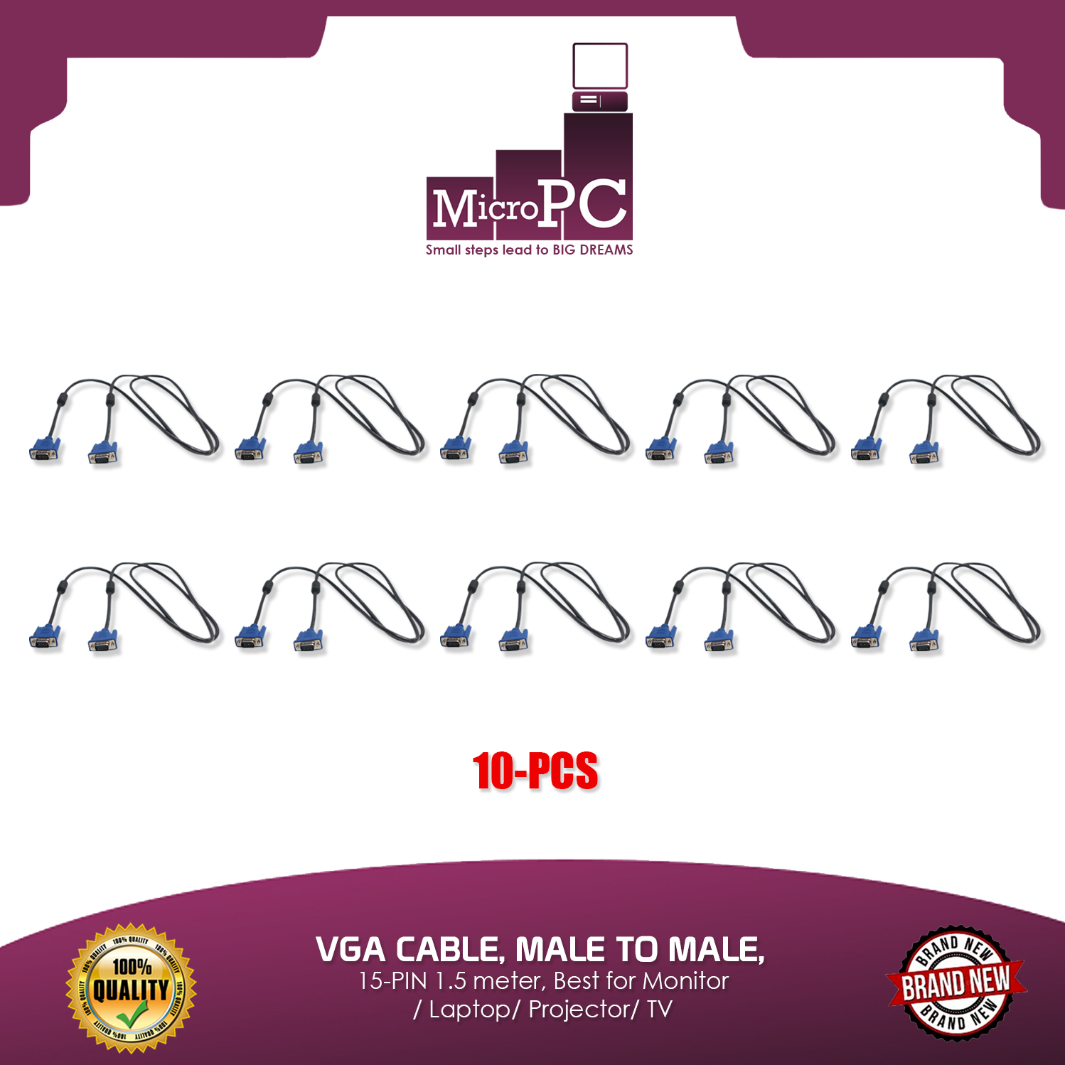 VGA cable, Male to Male, 15PIN 1.5 meter, Best for Monitor/ Laptop