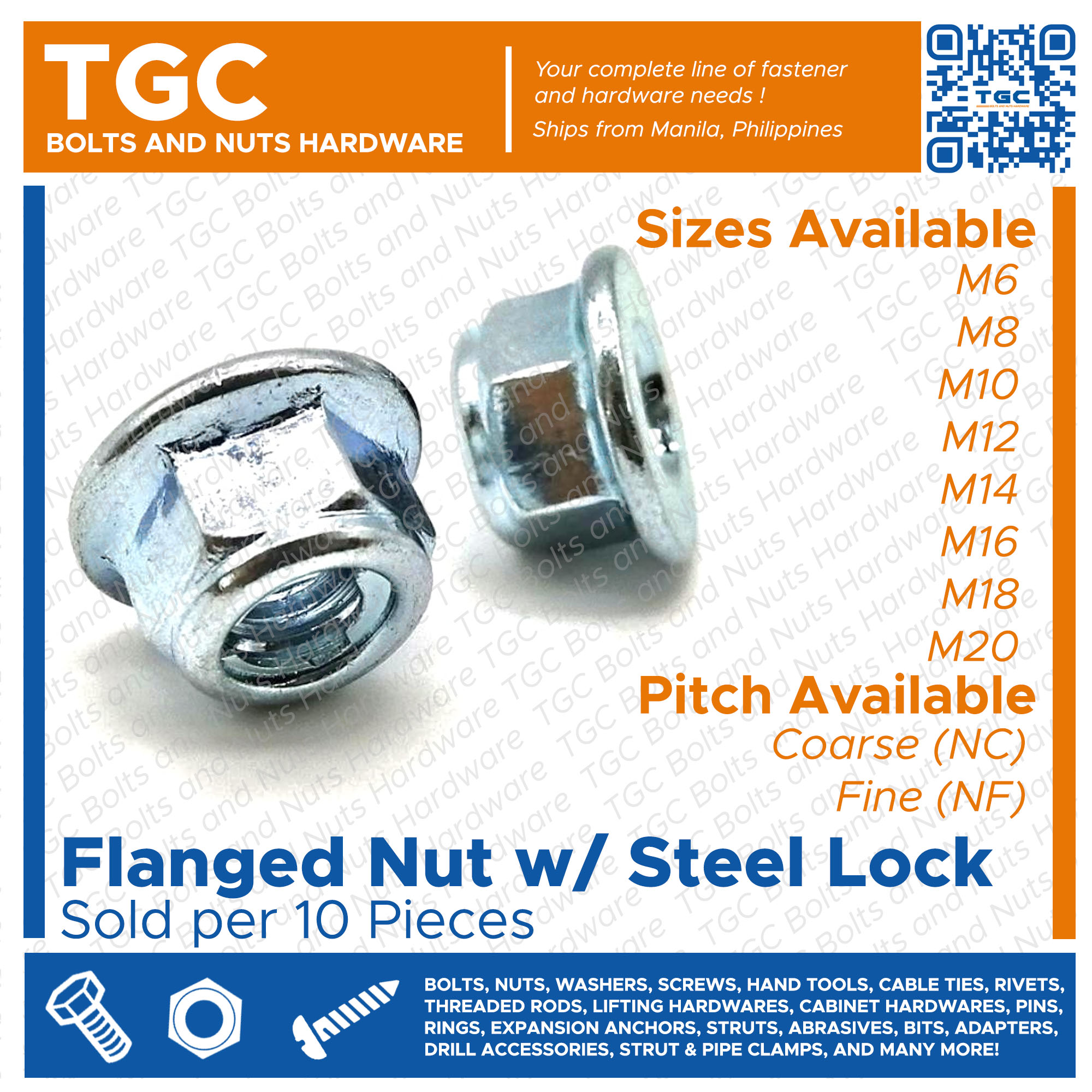 Pcs Steel Lock Flange Nut M M M M Steel Lock Nut With