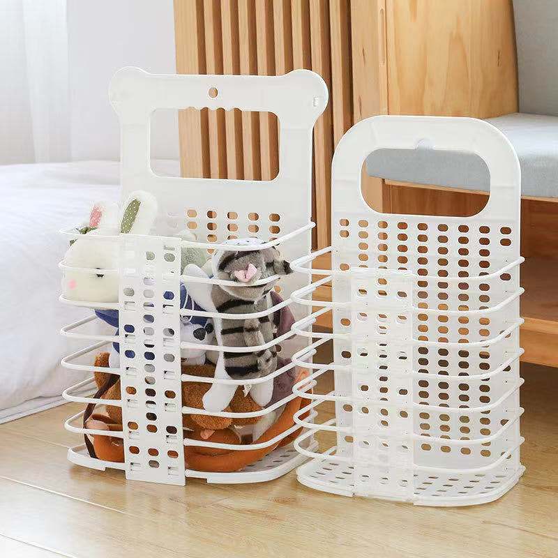 Laundry Basket Foldable Plastic Rack Wall Hanging Laundry Basket