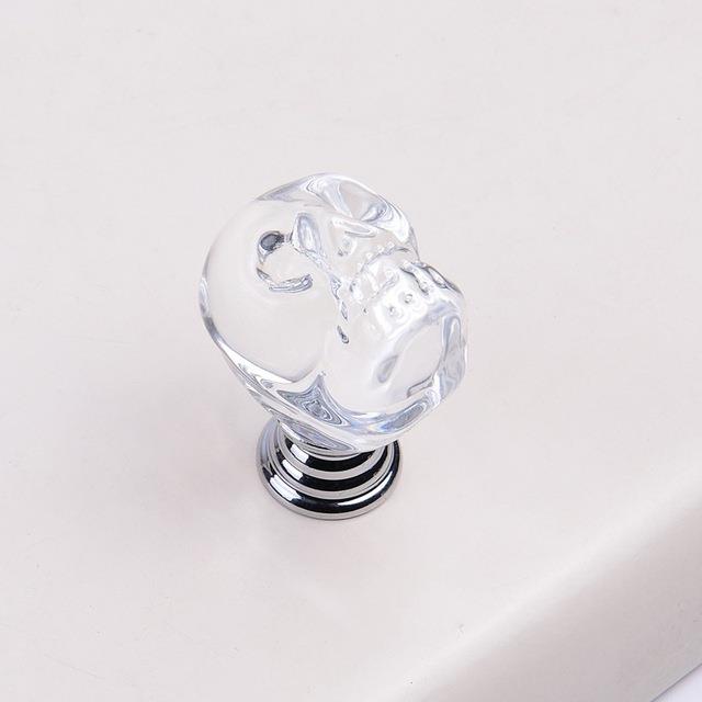 Clear Crystal Knob Skull Shaped Unique Transparent Handle Jewelry Box