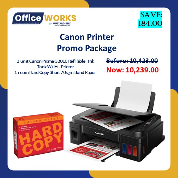 Canon Pixma G3010 AllInOne Inkjet Printer / Ink Tank Printer