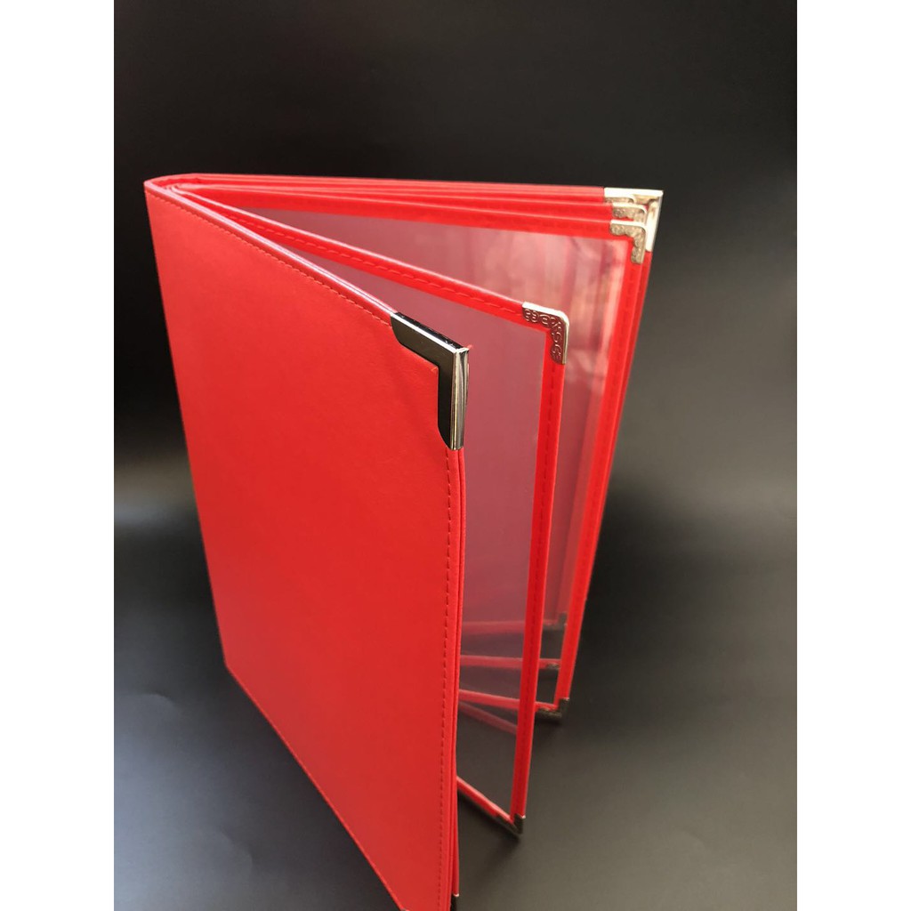 【vI6Omnfu】2020 New RED Leather Cover Highend Menu Book Menu holder