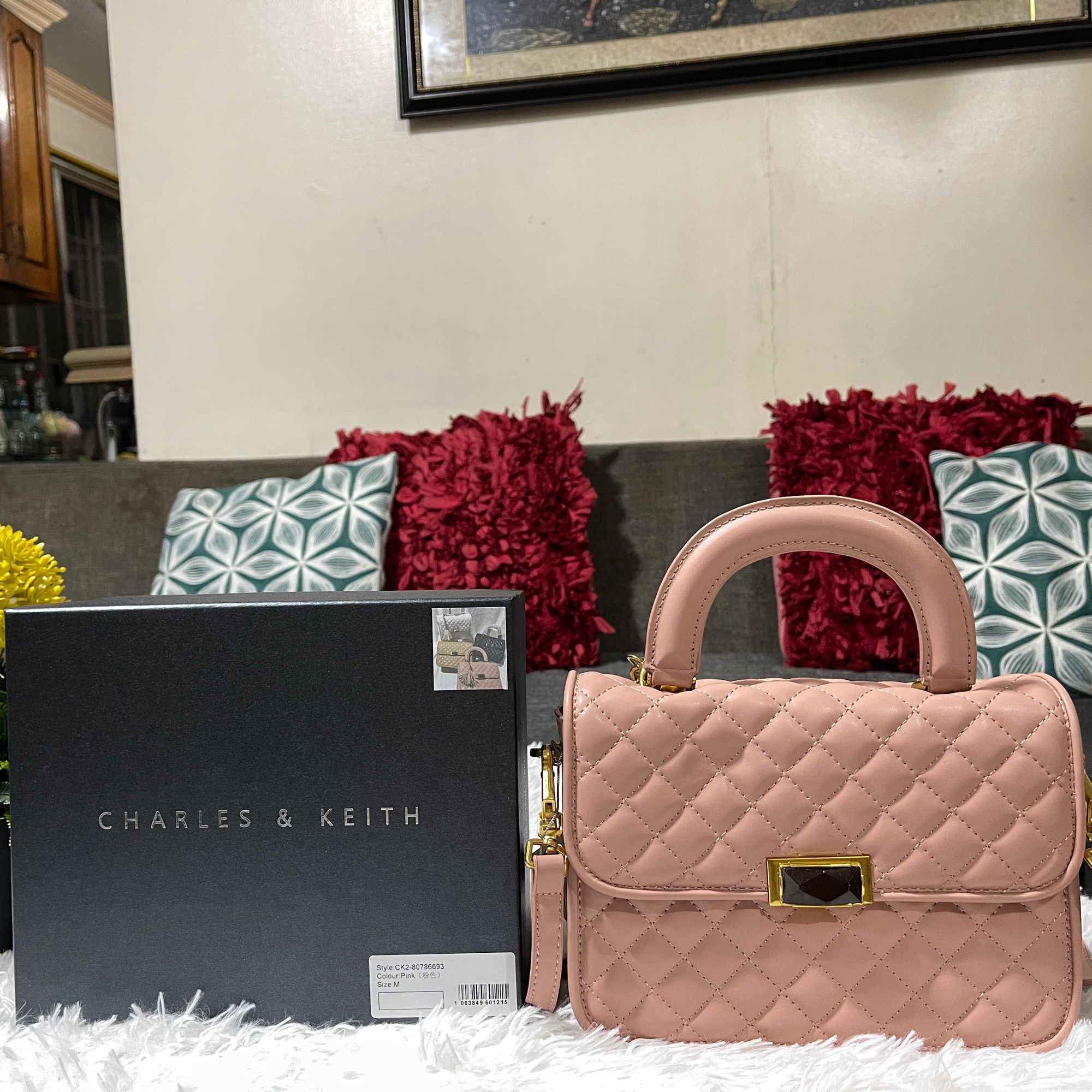 charles and keith quilted sling bag