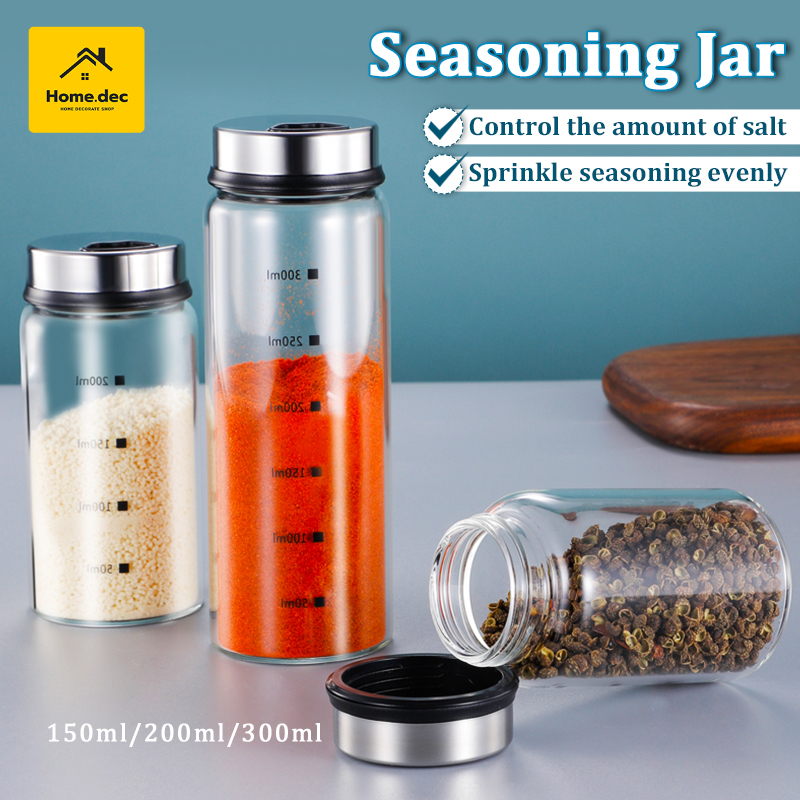 Spice Jar Stainless Steel Glass Pepper Shaker Bottle Seasoning