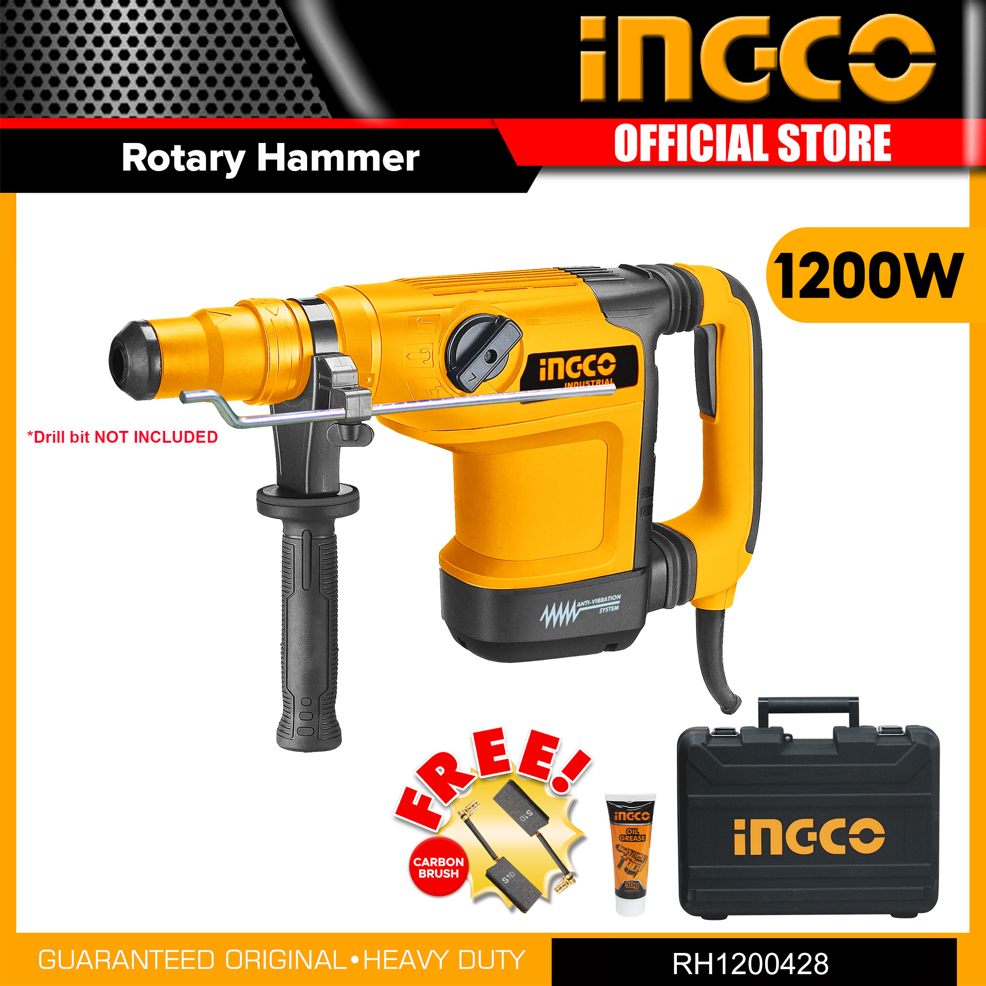 Ingco Sds Max Electric Rotary Hammer Drill Chipping Gun 1200w Rh1200428