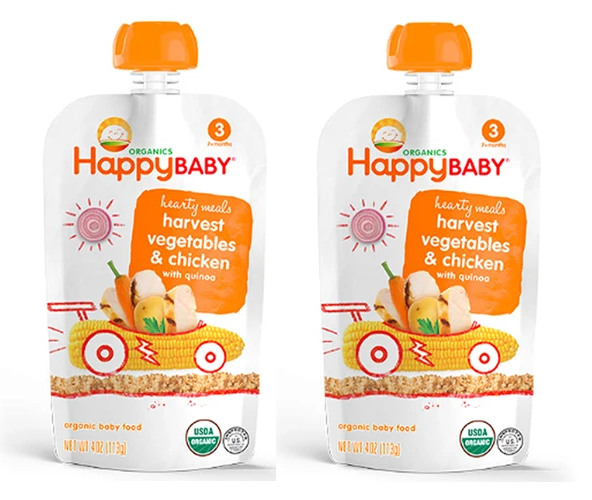 happy baby hearty meals harvest vegetables & chicken with quinoa stage 3 organic baby food