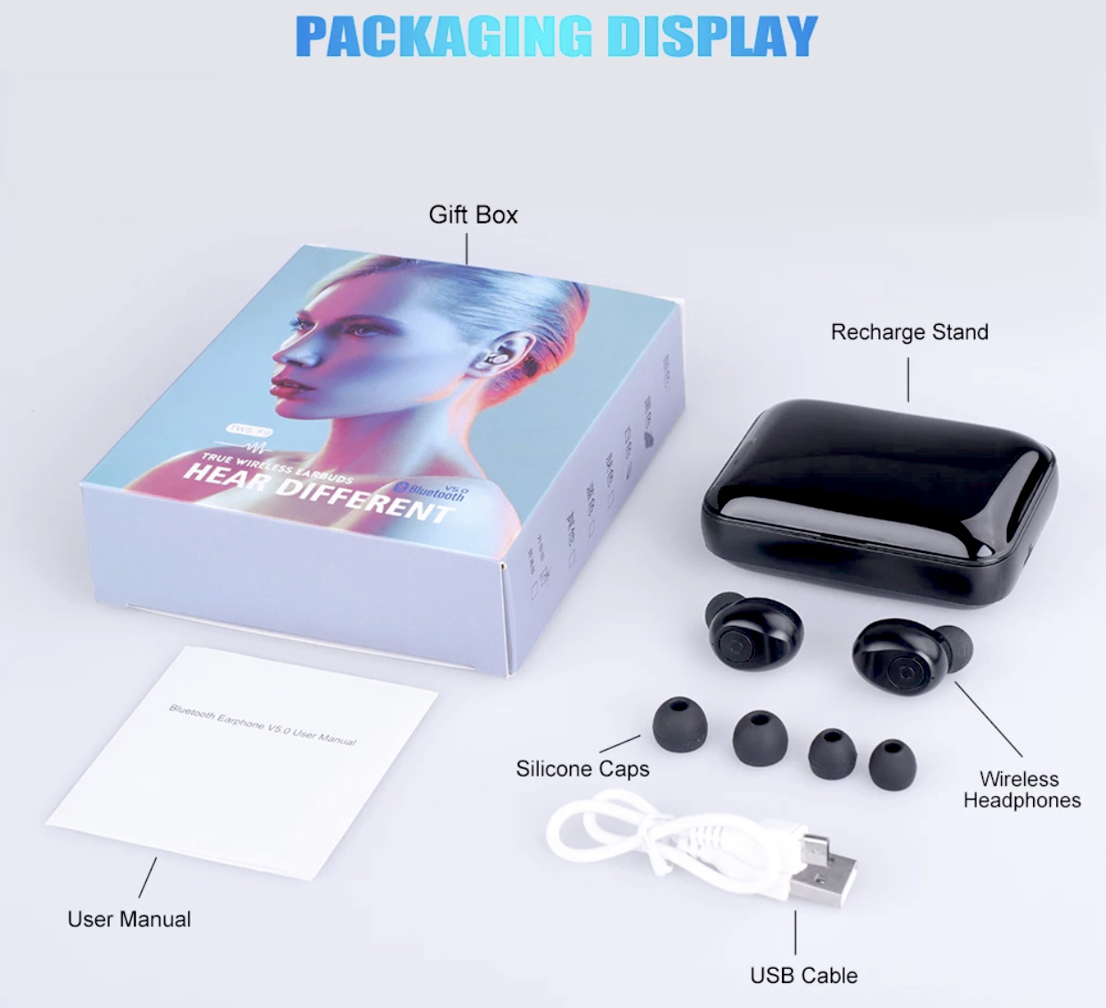 TWS F9 True Wireless Earbuds - V5.0 