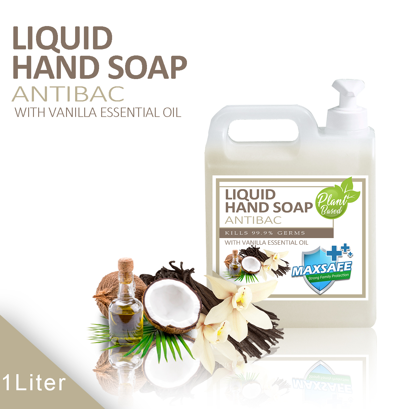 1 Liter Plant based Hand Soap with PUMP ( With vanilla essential oil