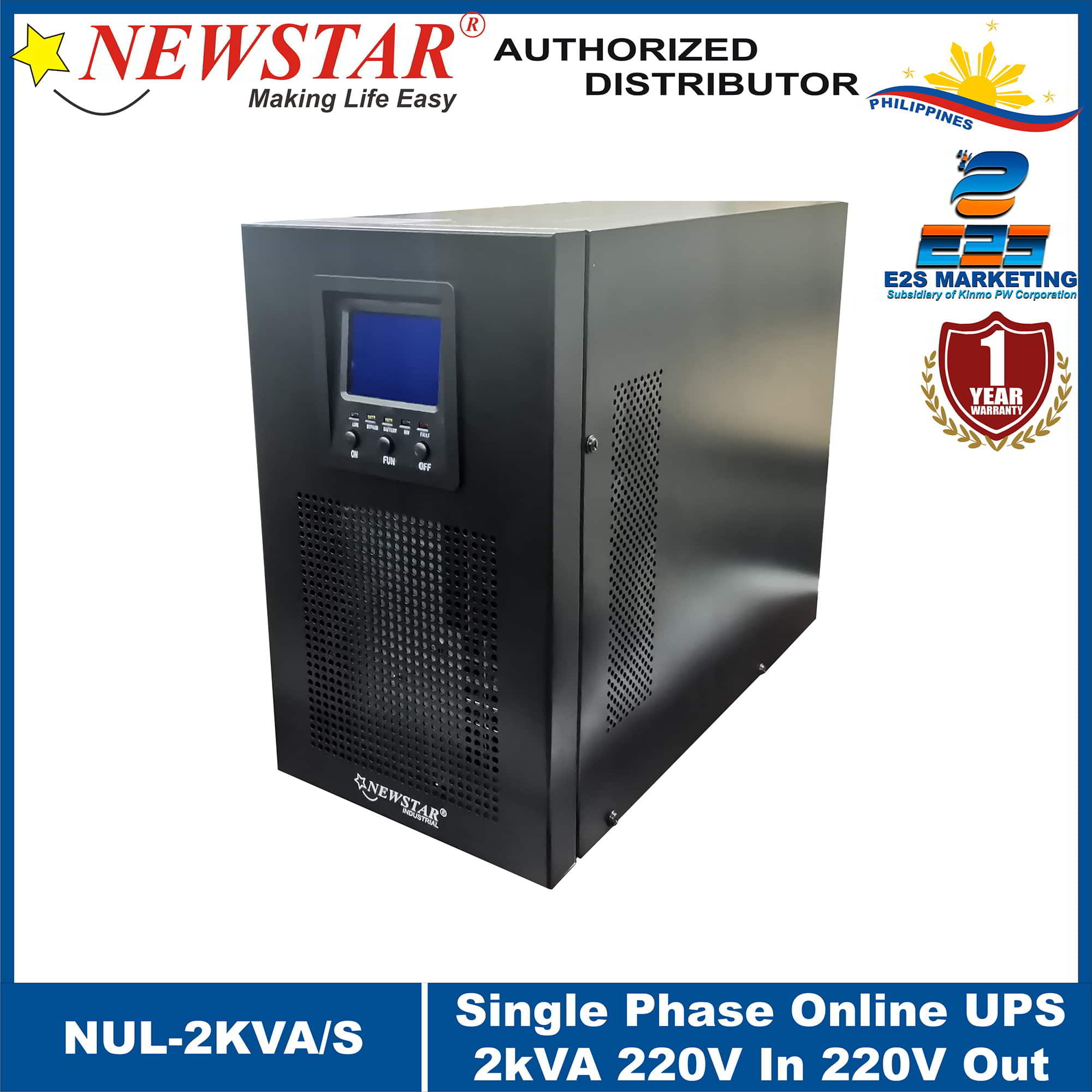 Newstar UPS NUL2KVA/S Online Uninterrupted Power Supply 220V Input