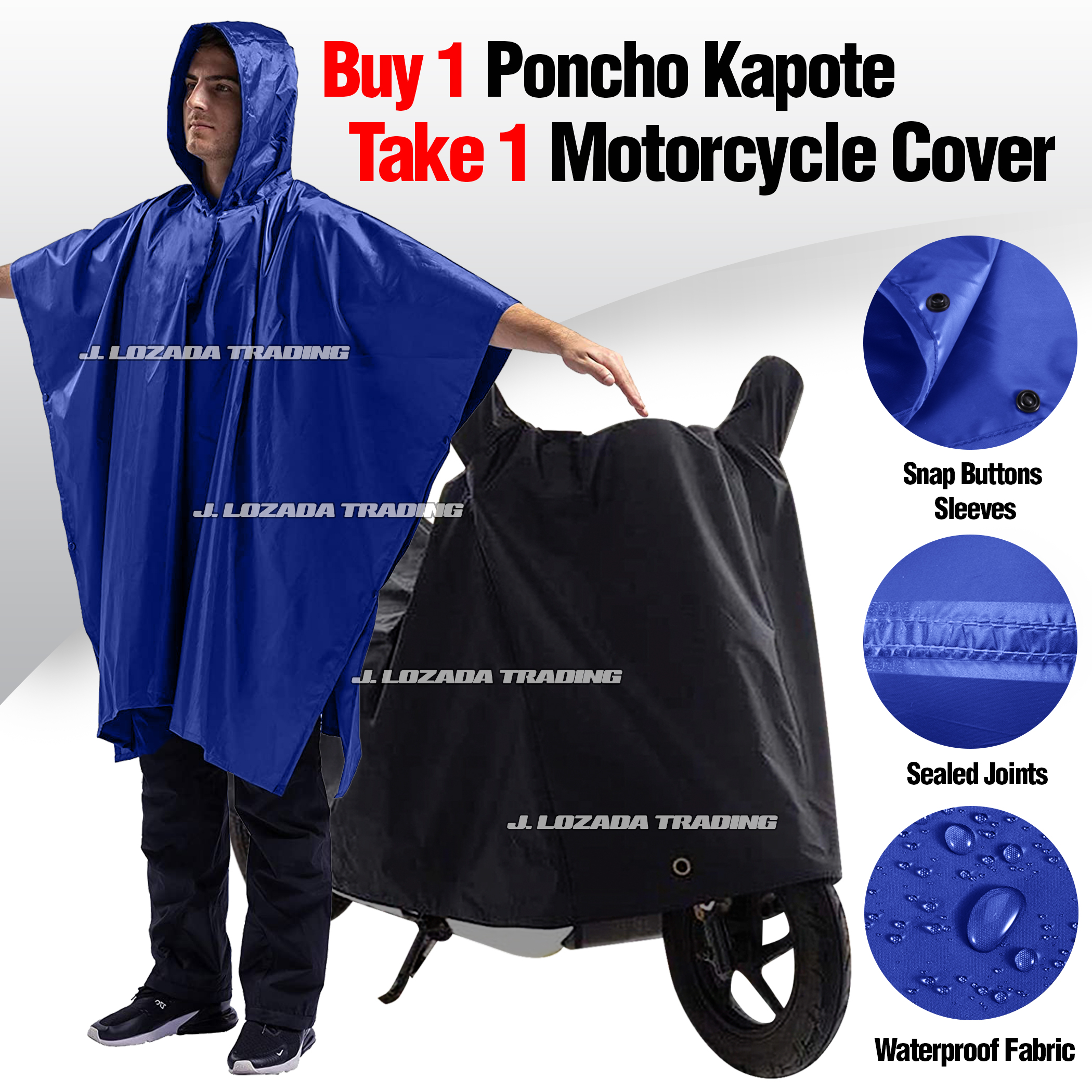 HIGH QUALITY RAINCOAT WITH MOTORCYCLE COVER, KAPOTE, VULCANIZE STITCH WITH BAG (MAKAPAL PVC MADE