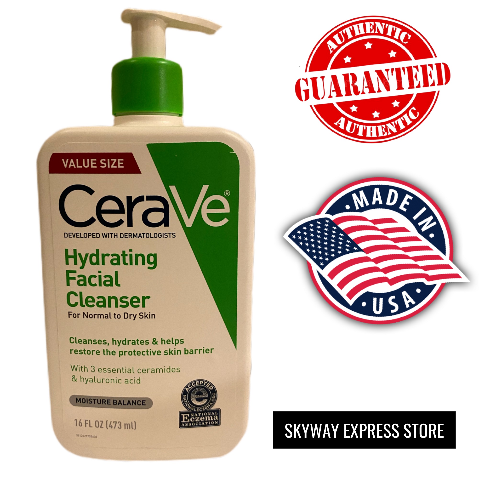cerave hydrating facial cleanser fragrance free with hyaluronic acid