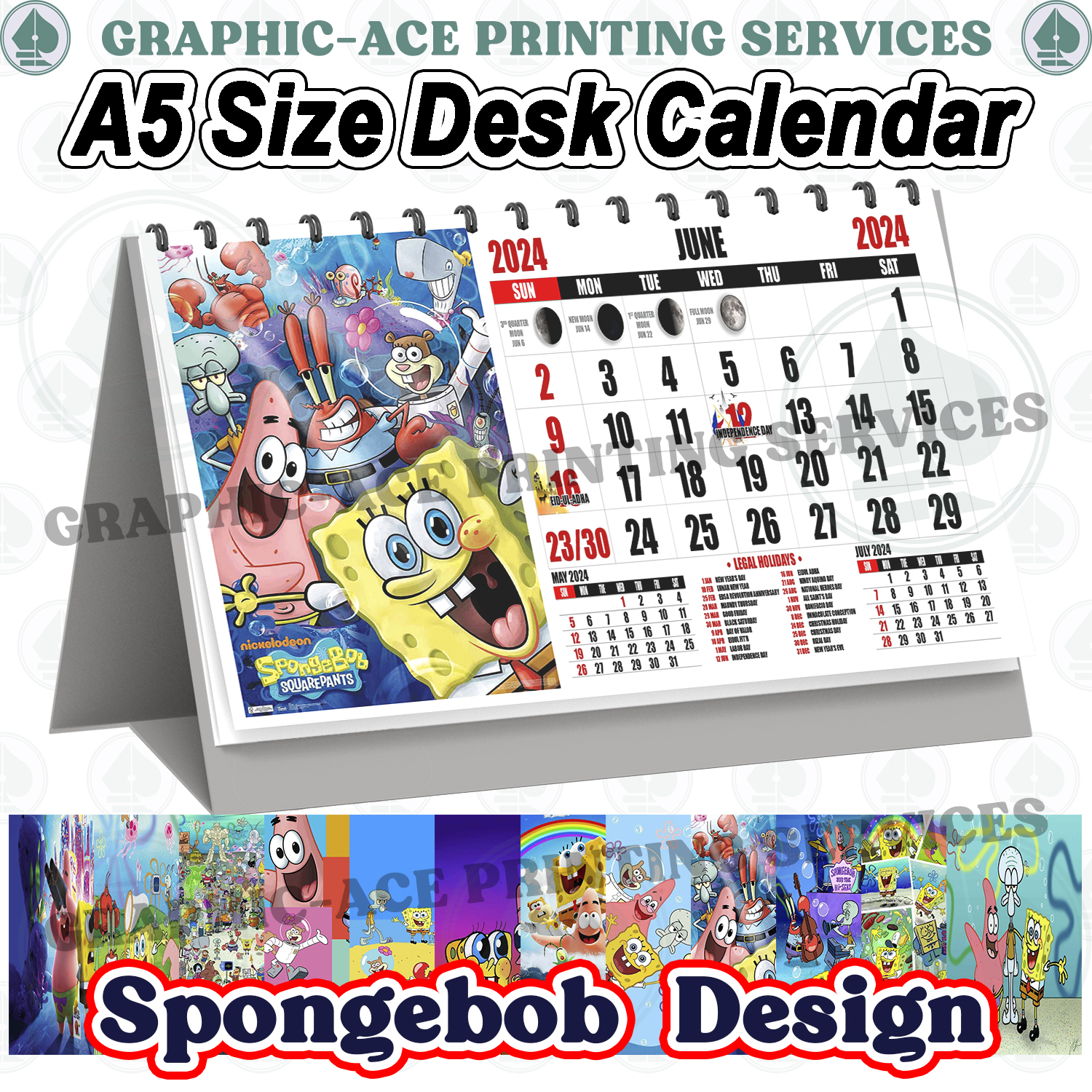 Sponge 2024 Desk Bob Table Calendar 2024 Glossy Lazada PH