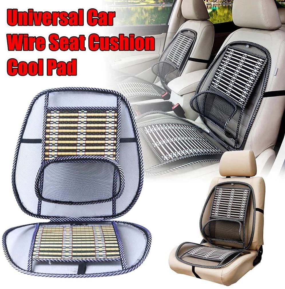  Car Seat Office Chair Bamboo Chip Cover Cushion with Wire Mesh  Lumbar Back Support,Breathable Cool Black Mesh with Strap Comfortable  Ventilate Support Cushion Pad,Back Pain Relief for Car Seats : Automotive