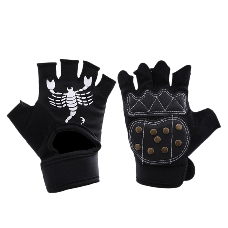 Skateboard Gloves Slide Gloves with Copper Nail Brake Half Finger Gloves Long Board Sliding Gloves