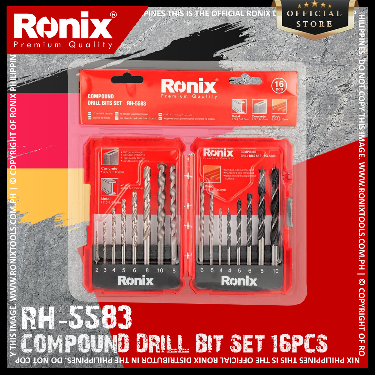 [NEW ARRIVAL] Ronix RH5583 16Pcs W/ Hard Case Compound Drill Bit Set