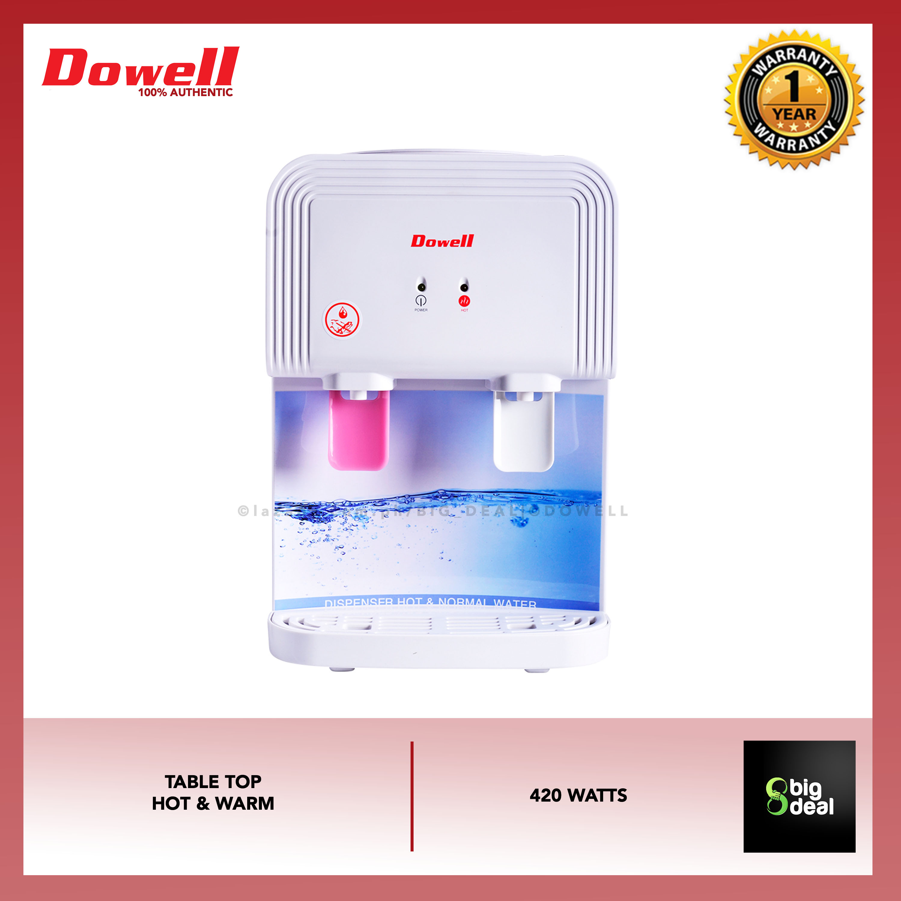 Dowell Water Dispenser Table Top Hot and Warm WDT50H Lazada PH
