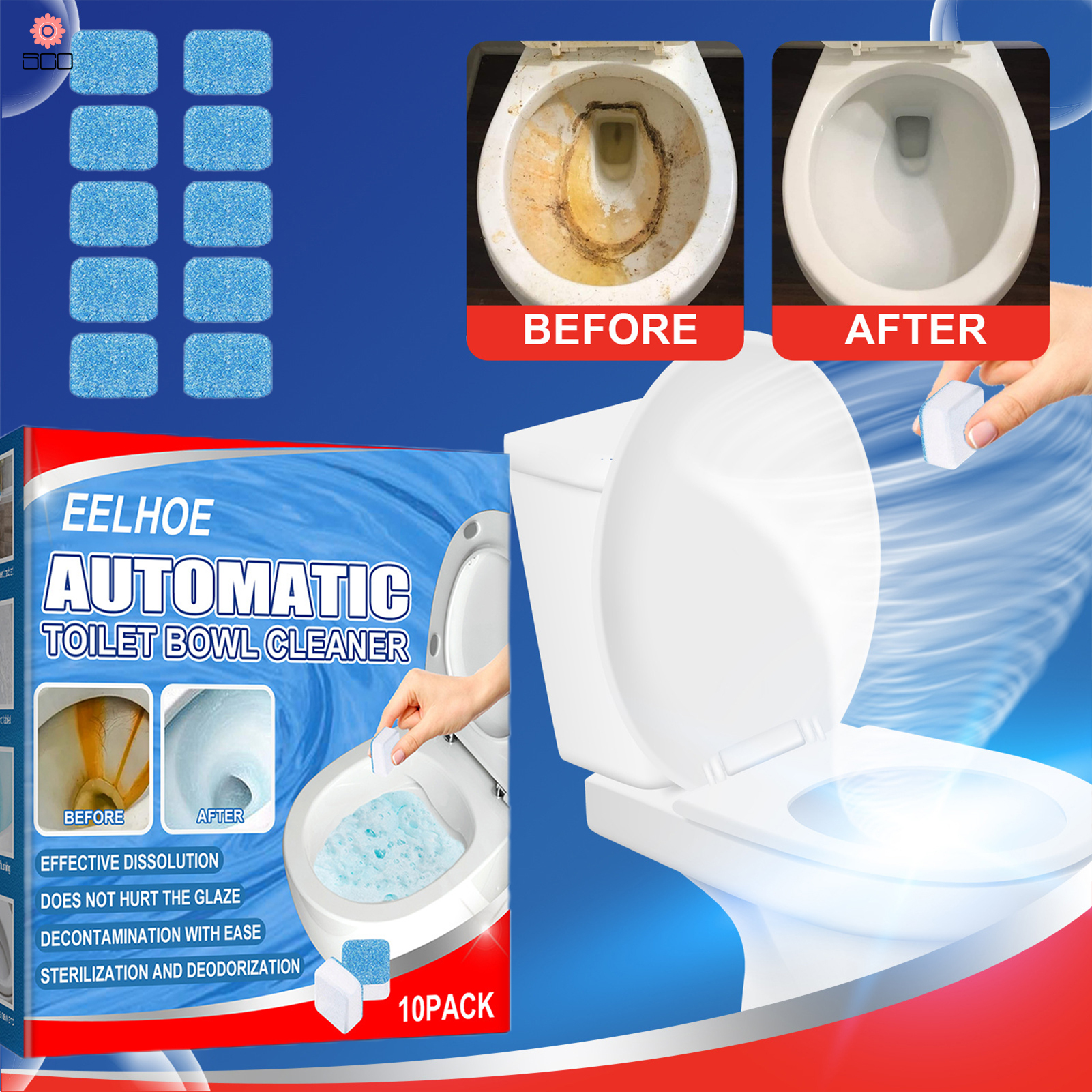 10Pcs Toilet Cleaner Blocks Bathroom Toilet Bowl Cleaner Deodorizing