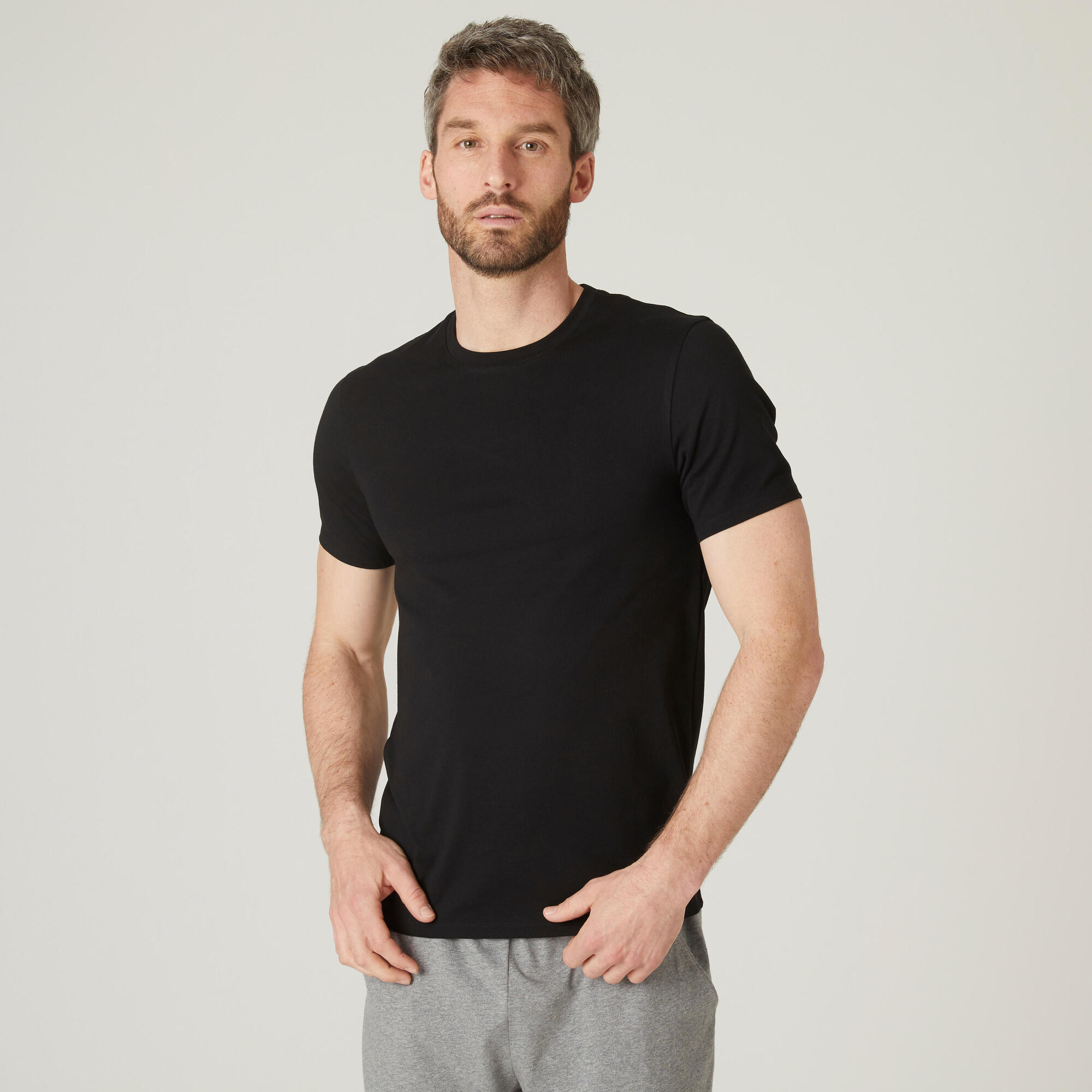 Decathlon Domyos Mens Slim-Fit T-Shirt 500 Black 500 Size S T