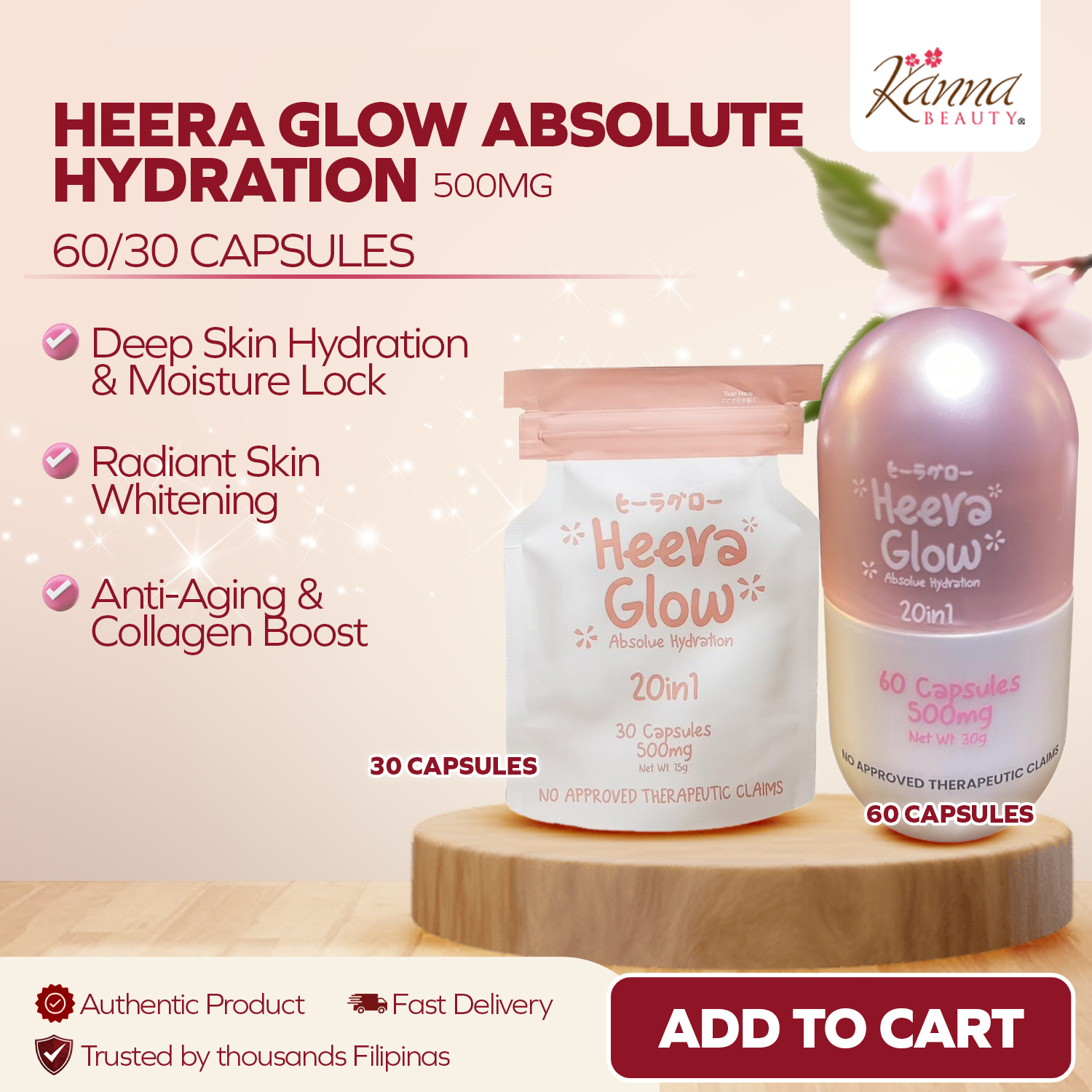 glutathione whitening capsules side effects Heera Glow 20in1 Absolute Hydration 500mg 60 Capsules 21.99