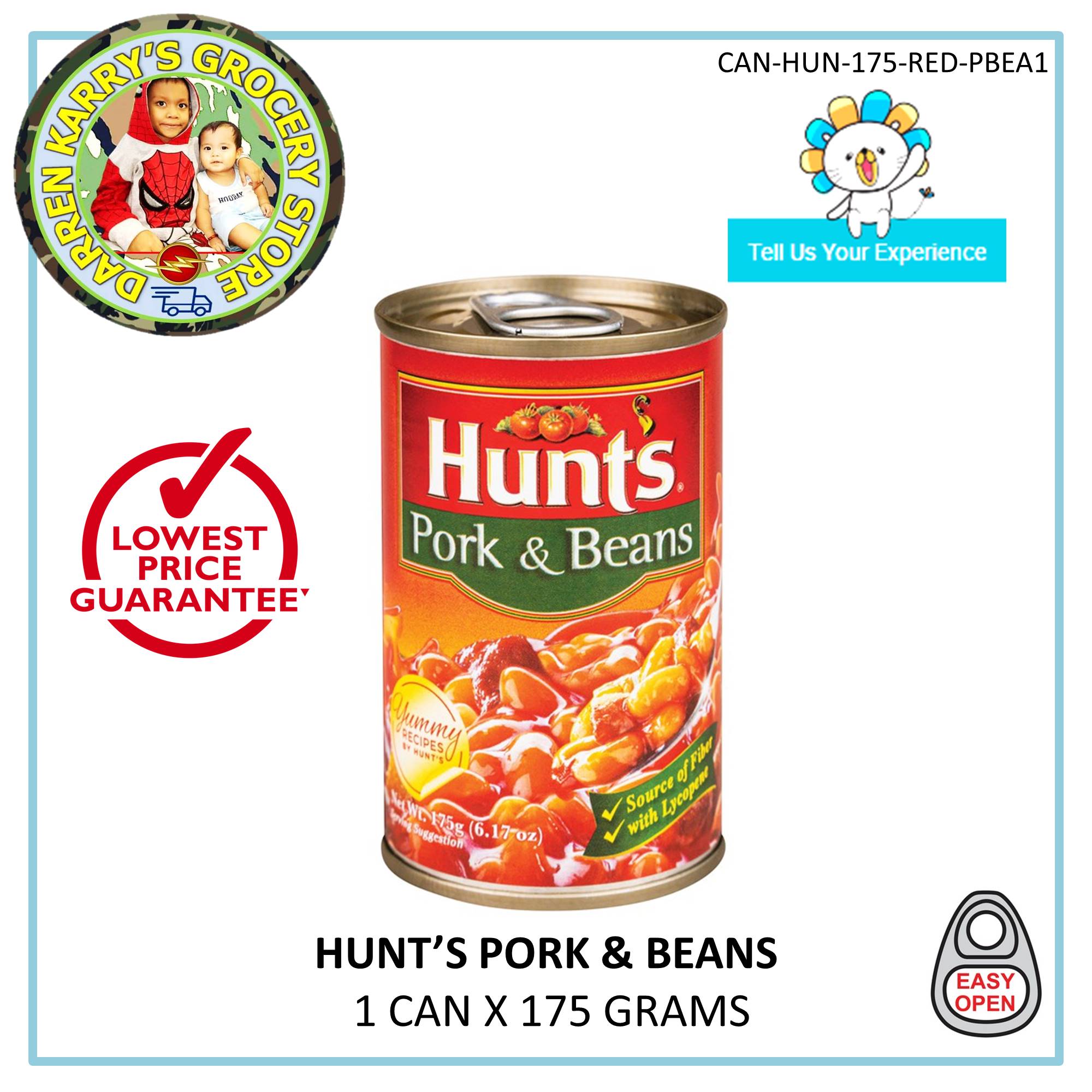 Hunt's Pork & Beans 175 grams x 1 can with Fiber & Lycopene (Red) Food