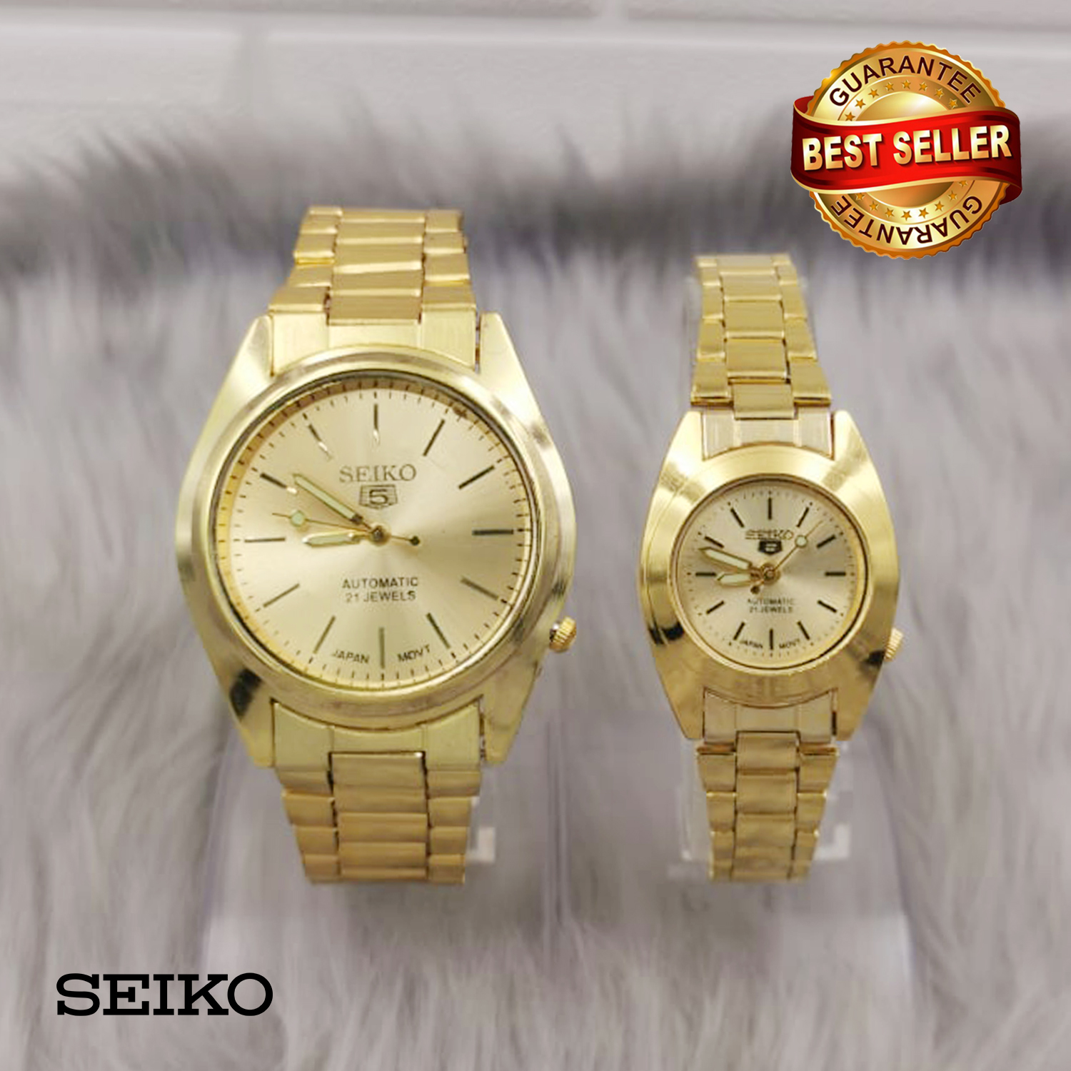 Seiko 5 Automatic 21 Jewels Gold Stainless Steel Watch GOLD (COUPLE WATCH)  SKGCOUPLE02 | Lazada PH