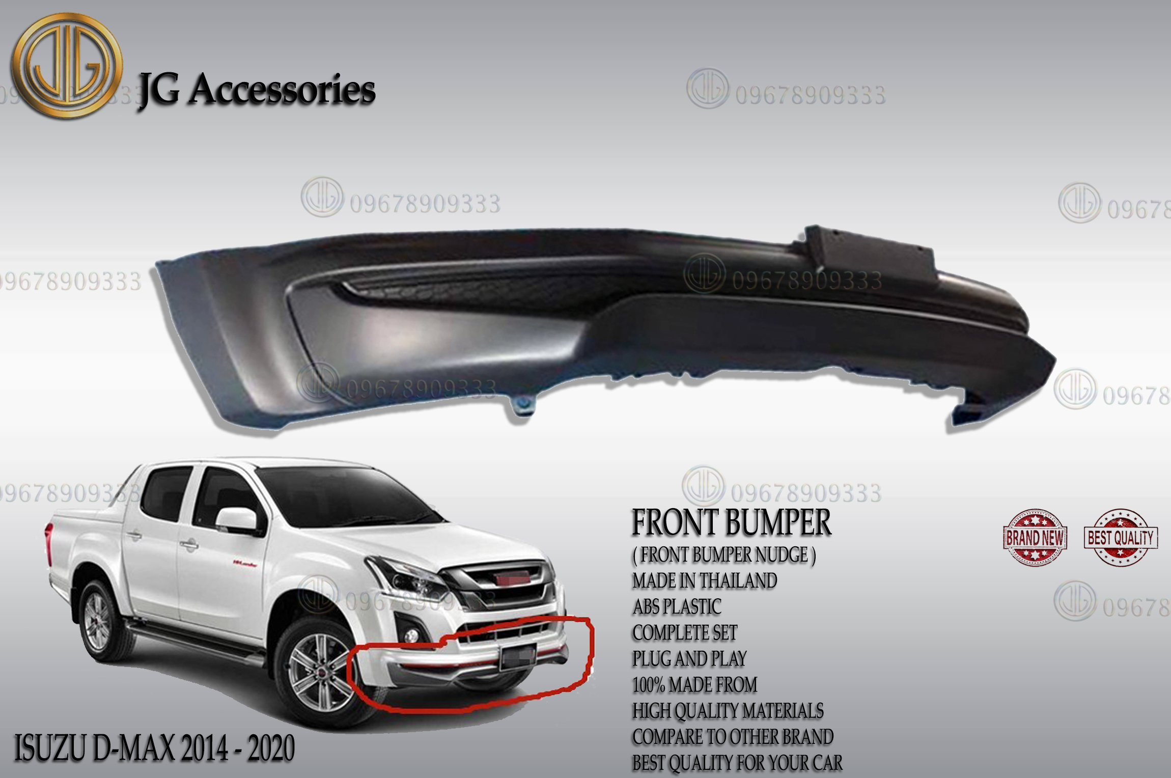 ISUZU DMAX / DMAX 2014 2015 2016 2017 2018 2019 2020 FRONT BUMPER NUDGE / FRONT BUMPER GUARD