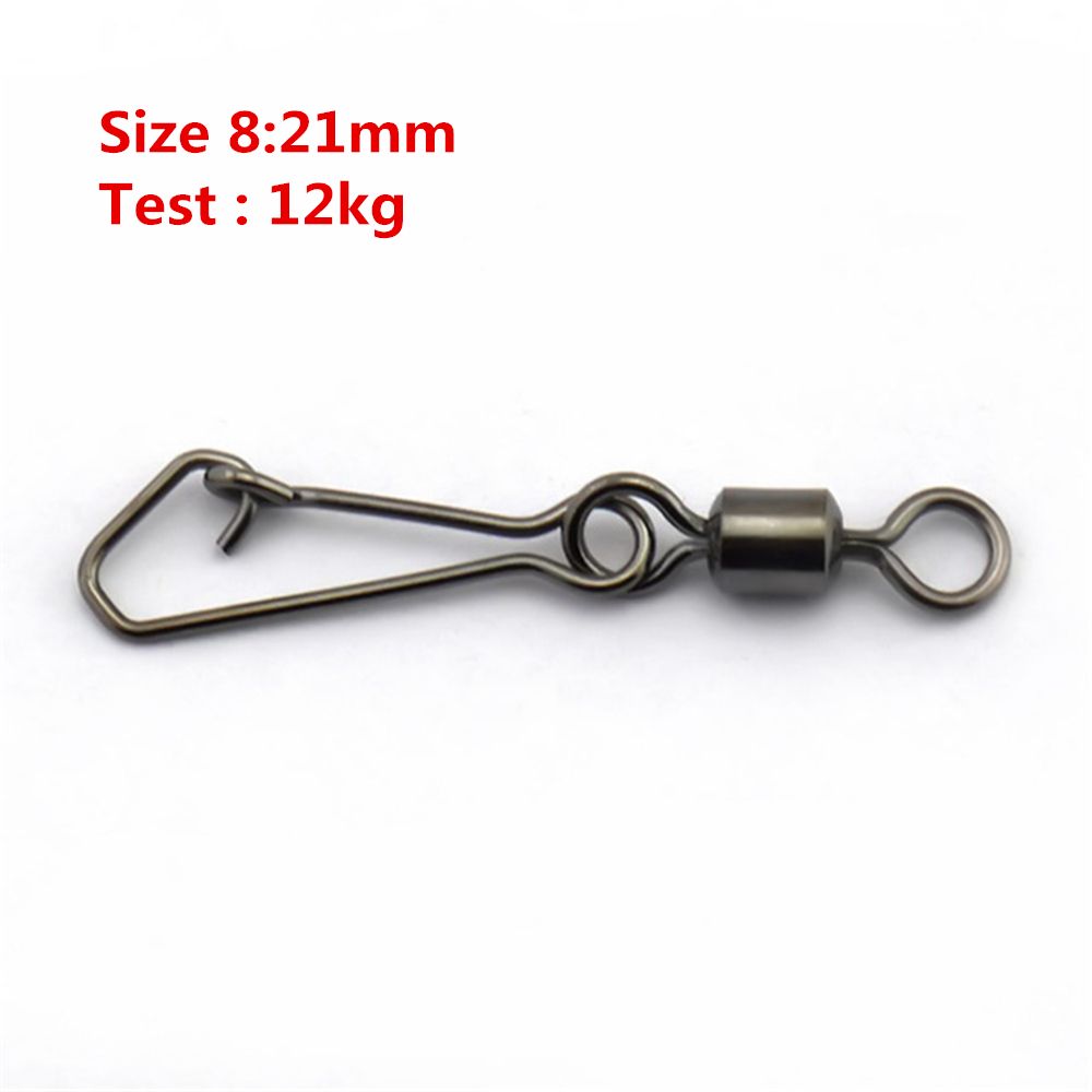 XEANG 50Pcs Rolling Swivel Fishing Tools Fishing Hook with Hooked Snap Fishing Bearing Tackle Connector Swivels