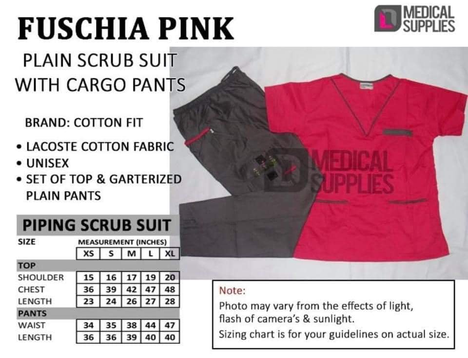 Scrub Suit Set Fuchsia Pink W Cargo Pants Lazada Ph 2283