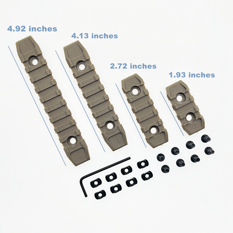 Coperture Per Binario M-Lok Keymod In Nylon | Kit Da 3 Pezzi Con Viti E Chiave, Flat Dark Earth, Airsoft