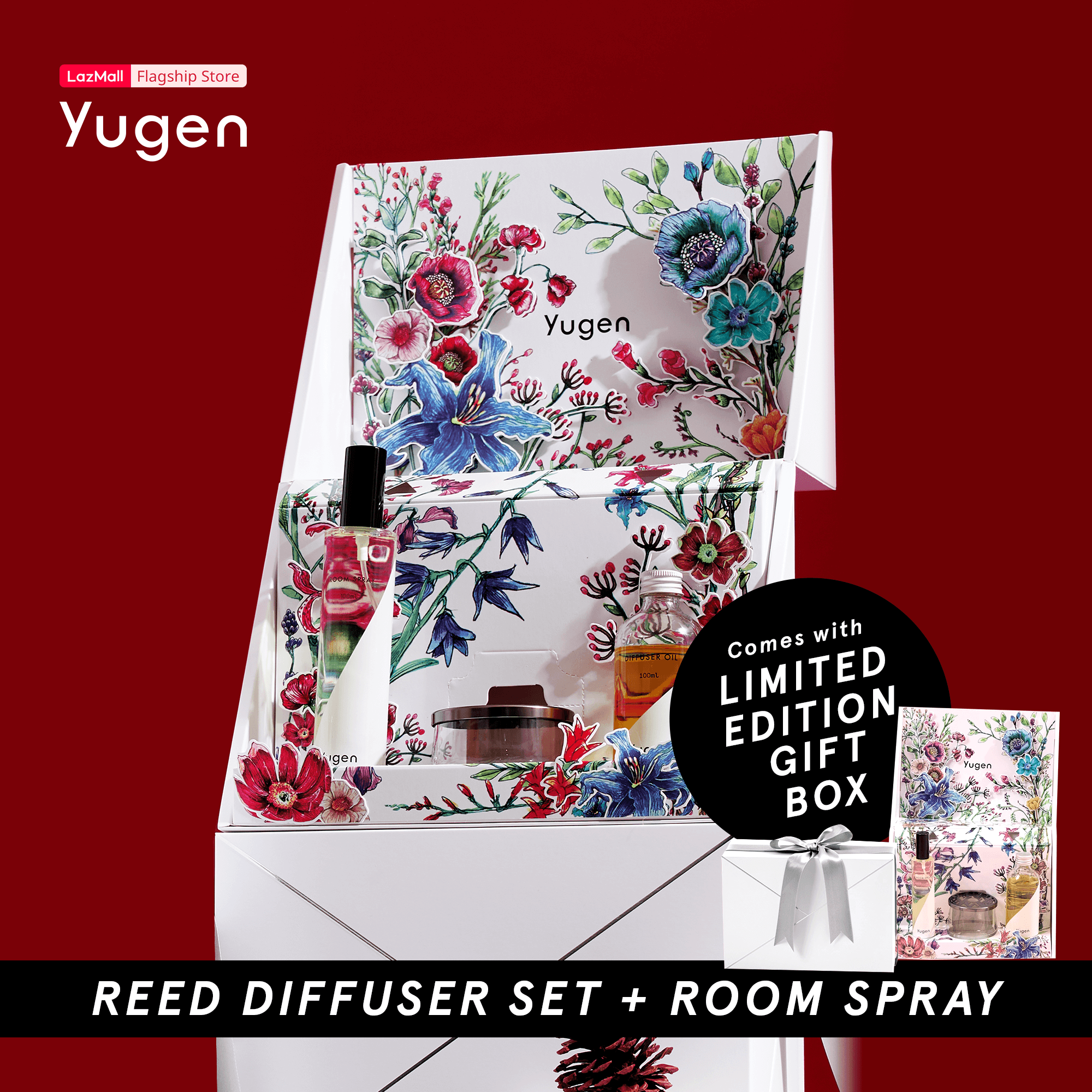 Yugen Manila Blooming Flower Gift Set Reed Diffuser 200ml Set in