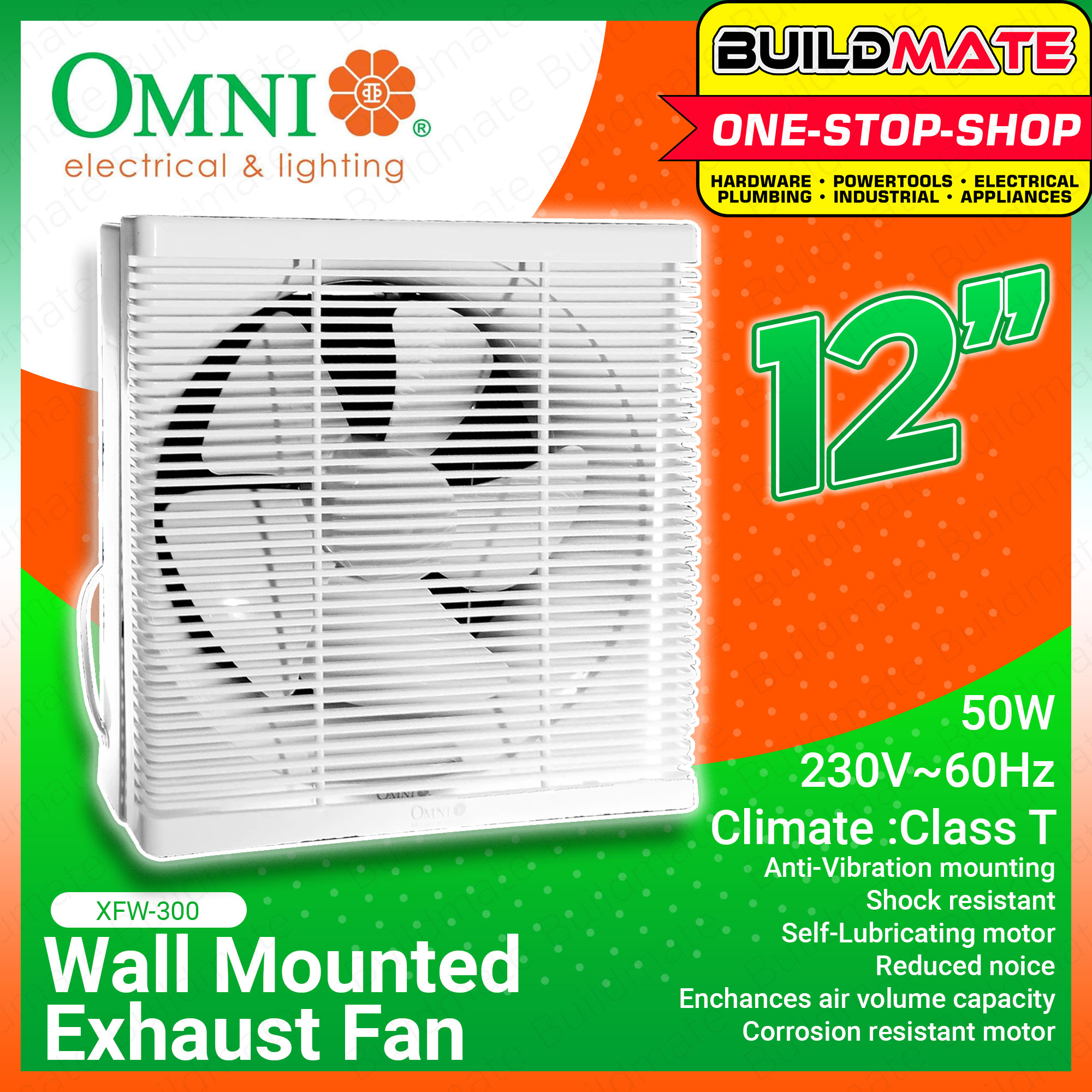 OMNI Wall Mount Exhaust Fan 12" Air Ventilator Circulator Wall Mounted