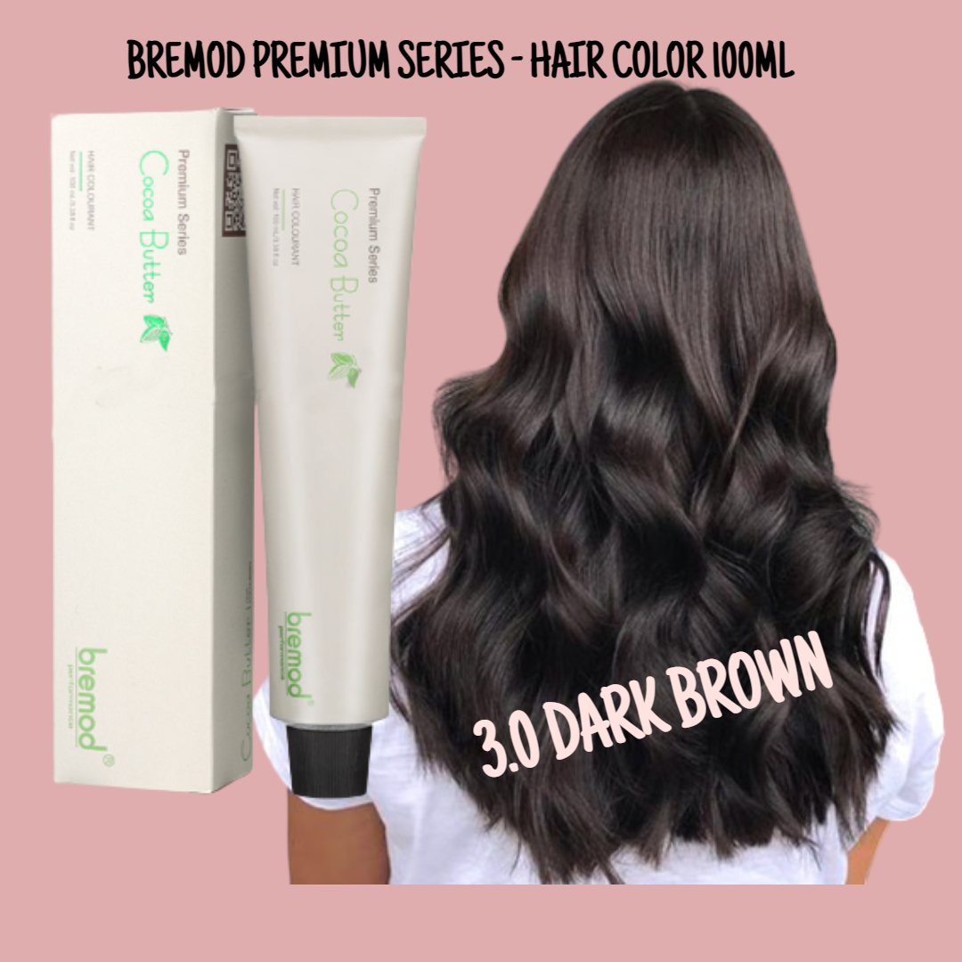 Bremod Premium Series Cocoa Butter Hair Color 100ml 30 Dark Brown