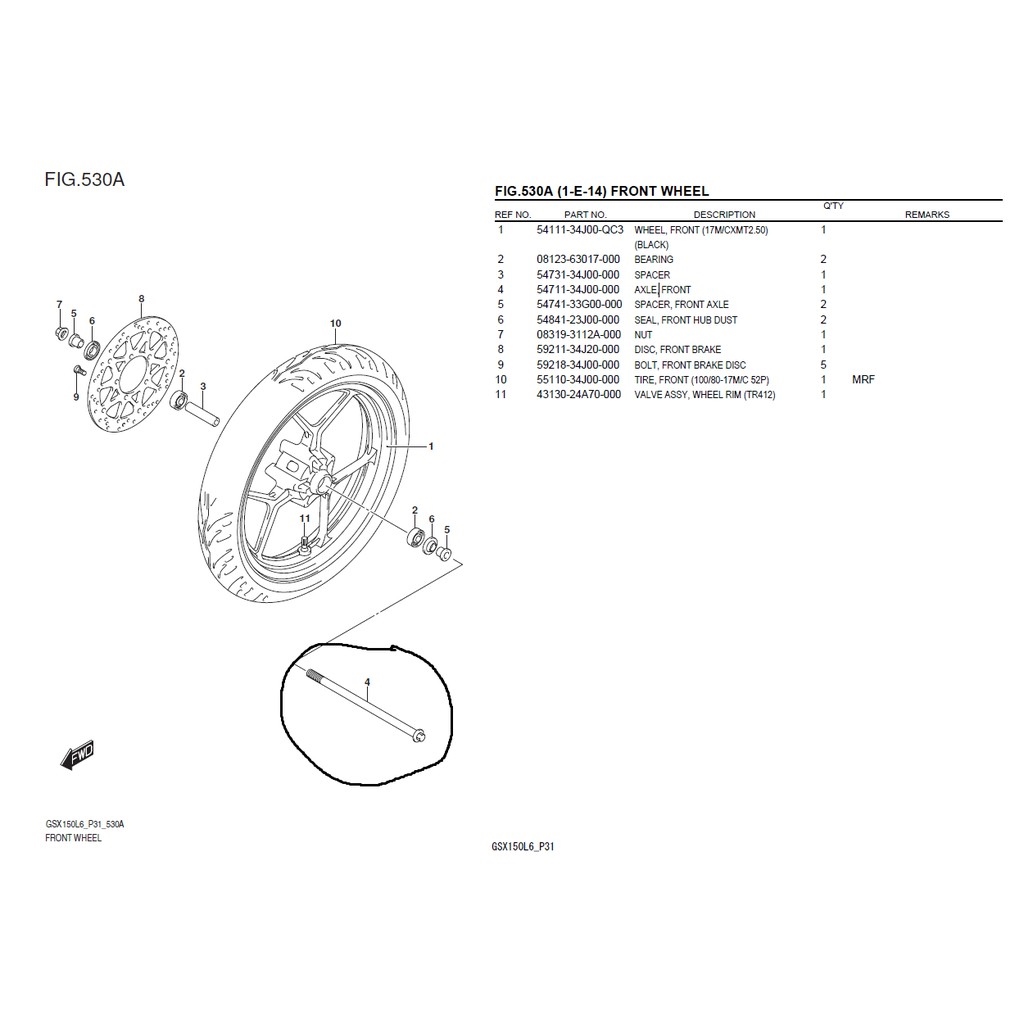 SGP AXLE ( FRONT REAR SWING ARM ) GIXXER 150 / GIXXER 150 F.I