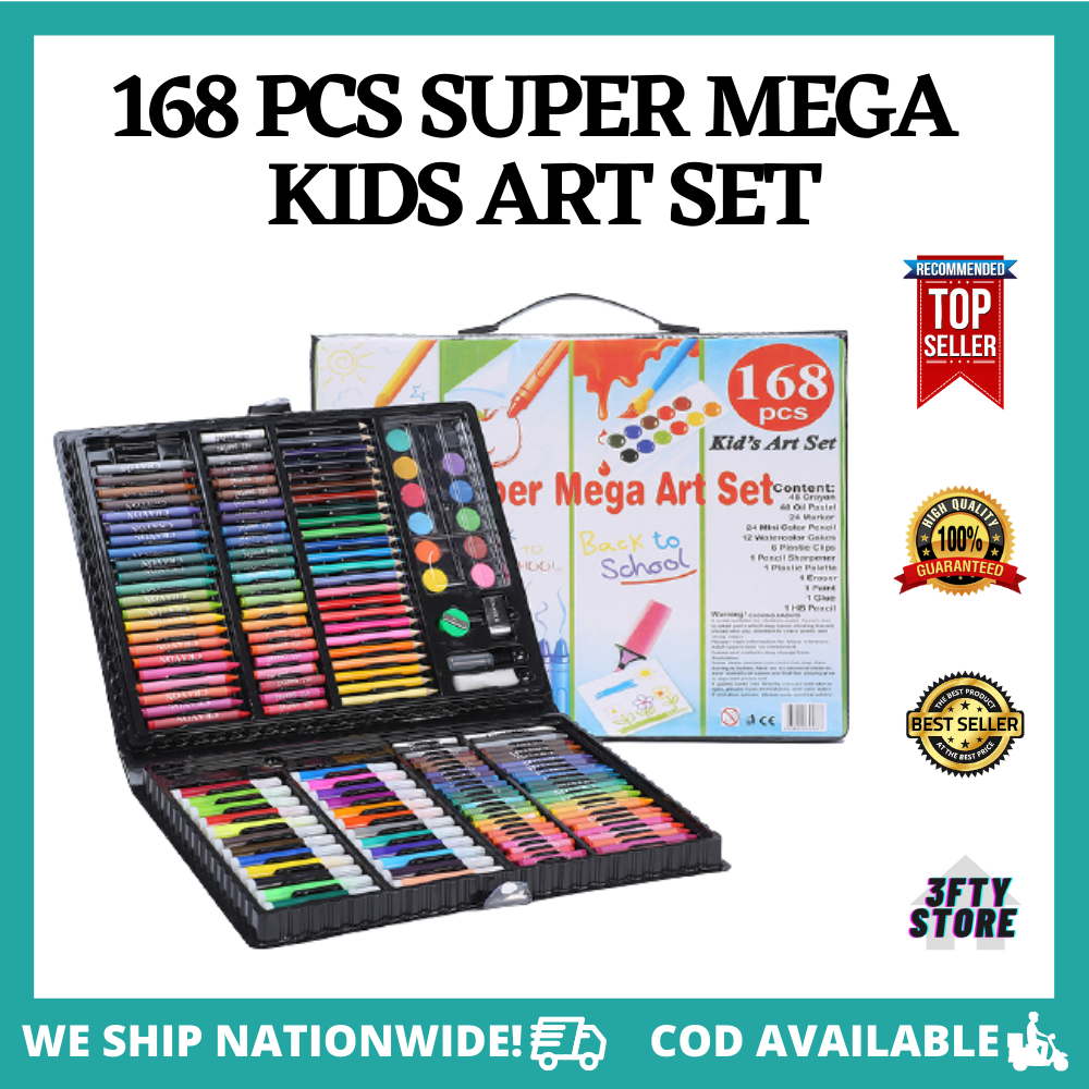 Cheska Olshoppe - 😘Super Mega Art Set 168 pcs coloring set may  watercolors, color pencils, crayons, coloring markers, tahar, eraser at iba  pa.. sulit ka dito mommy, malaki po ang case nia