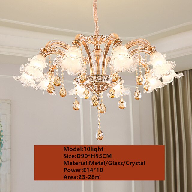 ZUNDI Gold Crystal Chandelier Modern Lighting for Living Room Dinning Room Chandelier Lights