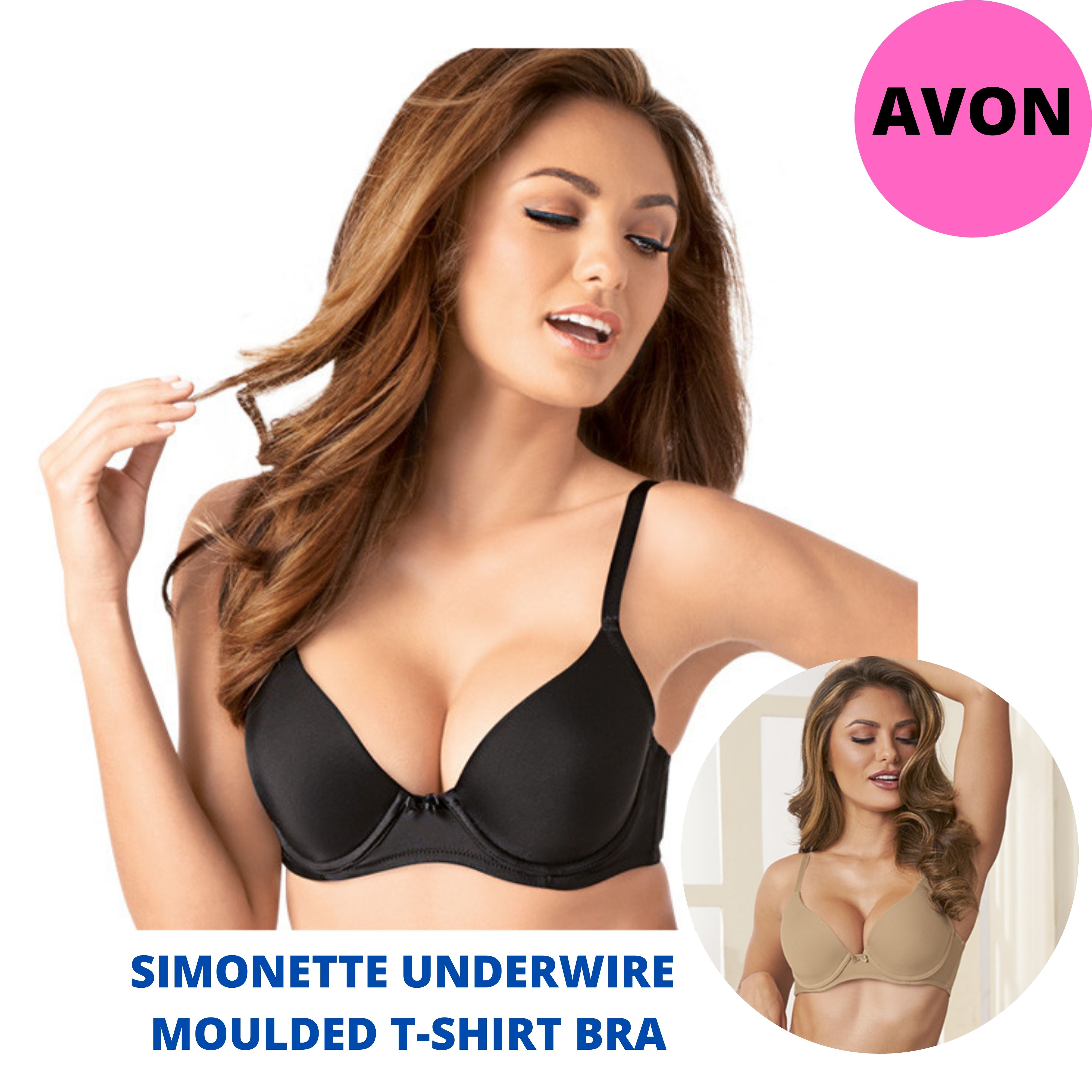 AVON SIMONETTE NUDE UNDER WIRE MOULDED T-SHIRT Push-Up Bra (SIZE