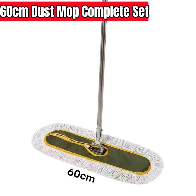 Nine Forty 24\ Premium Cotton Dust Mop Kit - Heavy Duty Mop Head with Handle for Industrial, Commercial, and Residential Cleaning - Dry Floor Duster for Hardwood Surfaces - White