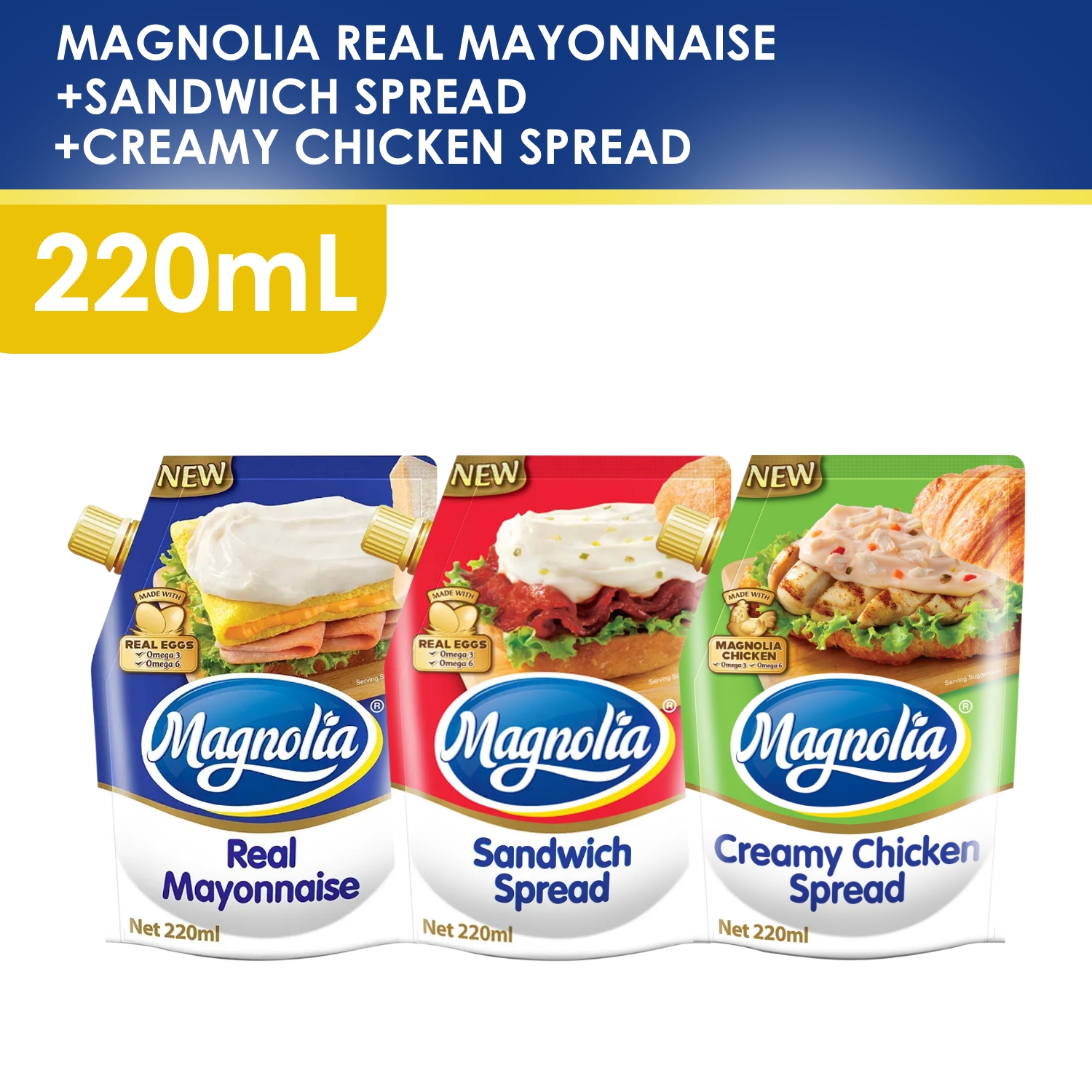 Magnolia Real Mayonnaise (220mL) + Magnolia Sandwich Spread (220mL
