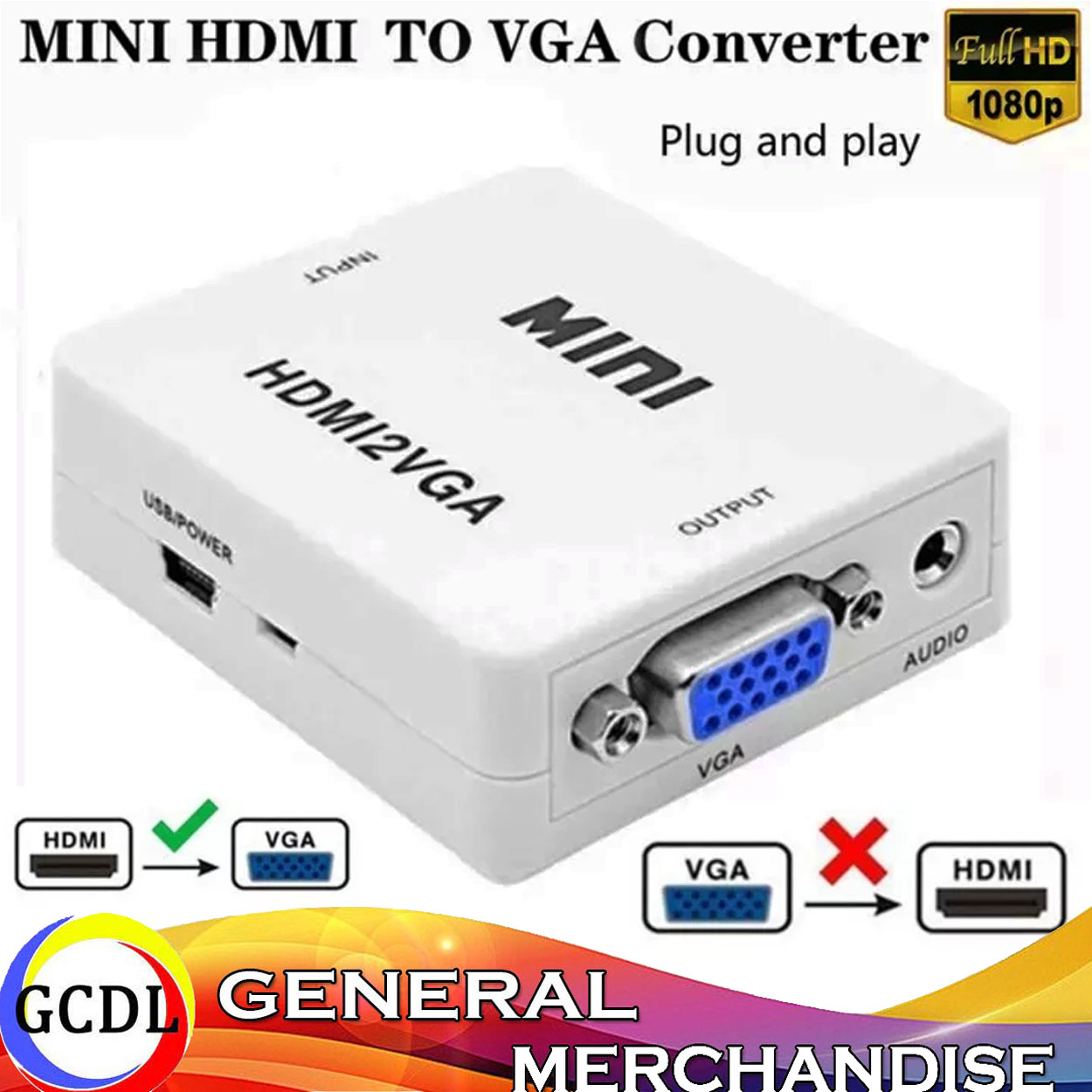 HDMI To VGA Converter With Audio HDMI2VGA Adapter Connector Lazada PH