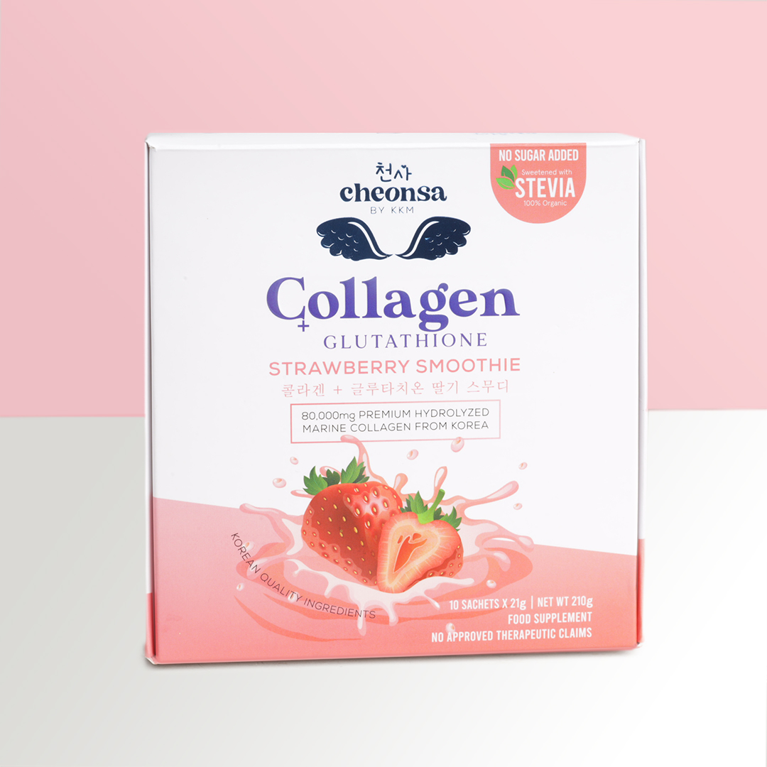 BUY 1 GET 1 CHEONSA Collagen + Glutathione Strawberry Smoothie 21g x 10s - Lazada